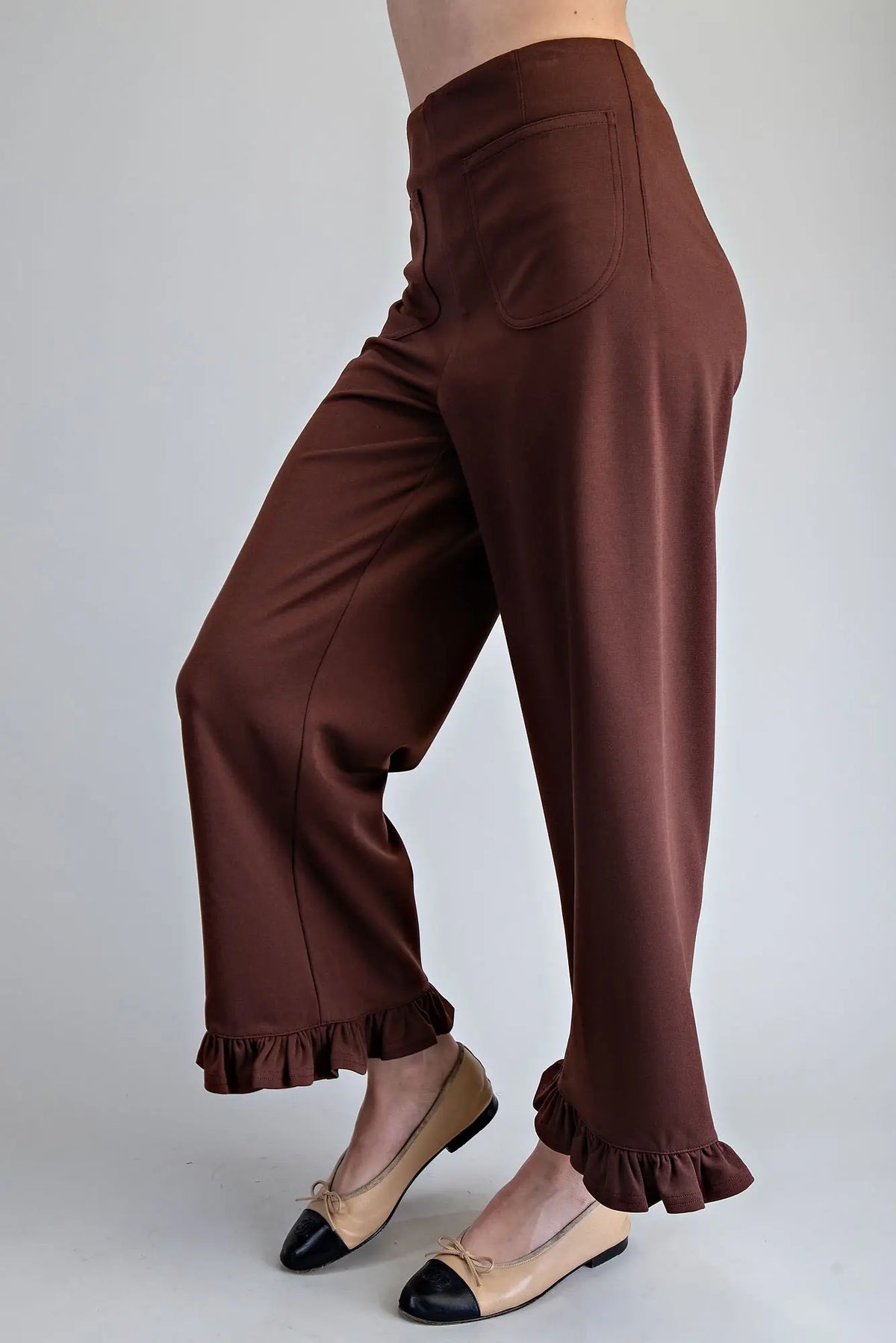 Straight Leg Ruffled Hem Pants
