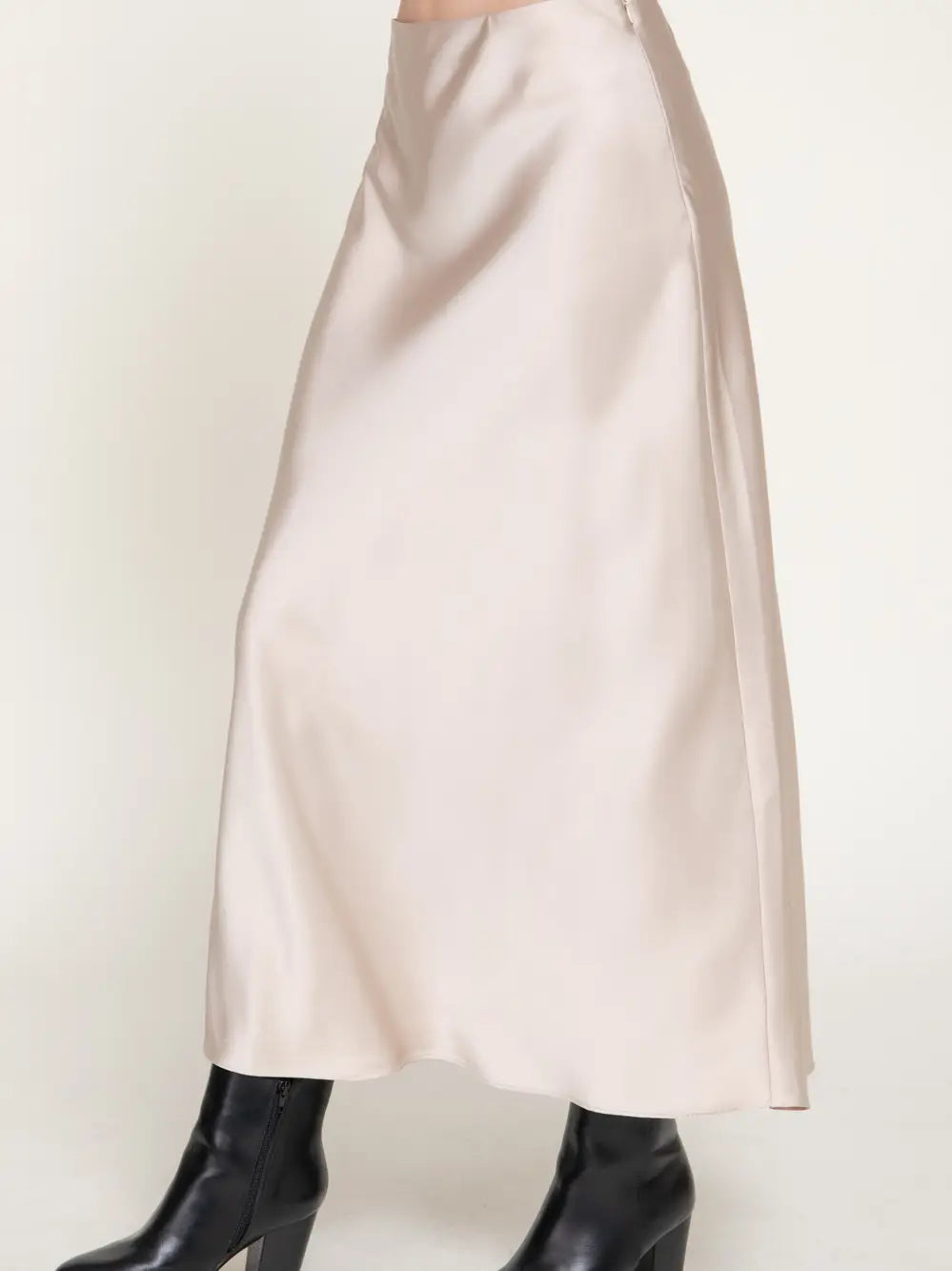 High Waist Satin Long Skirt junior fit