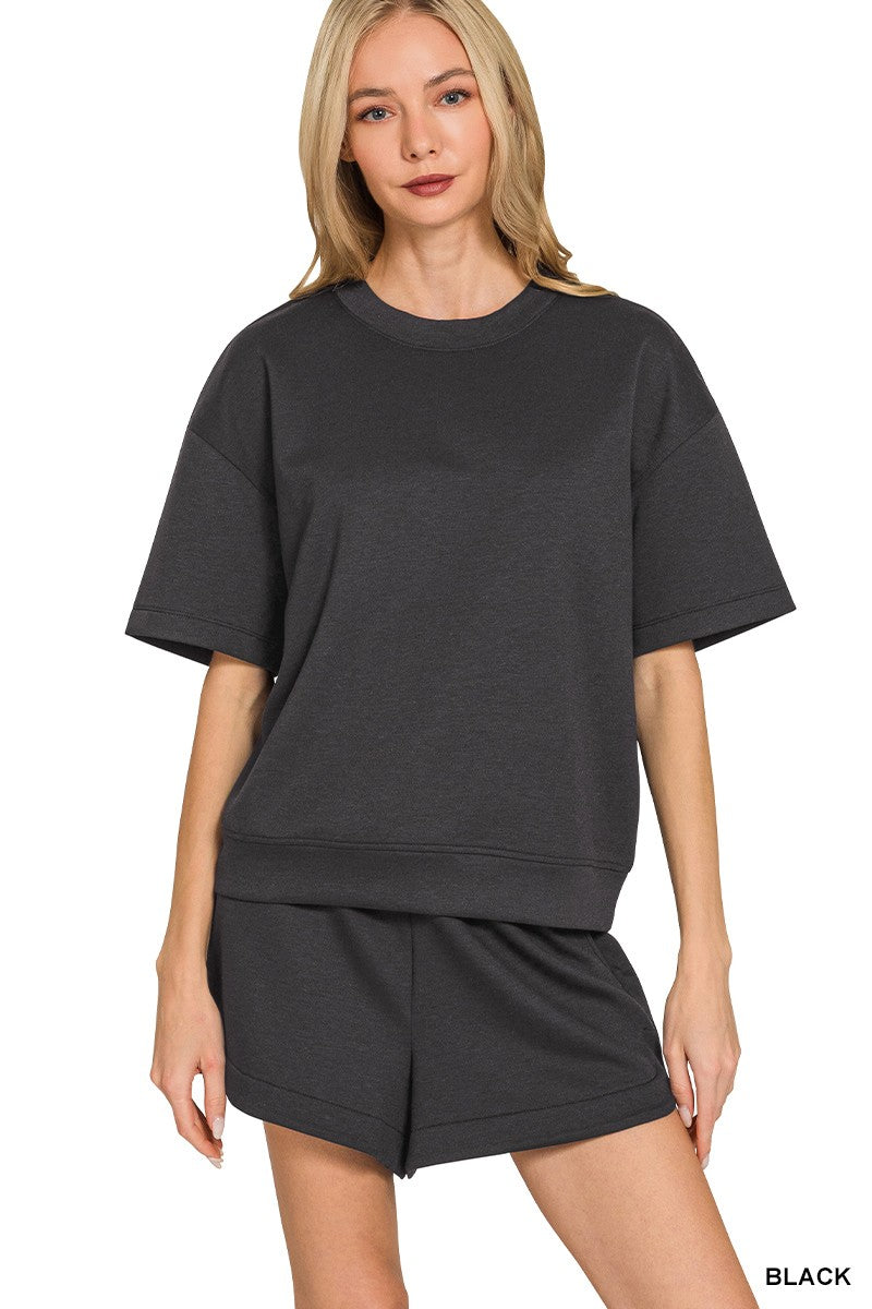 Scuba Round Neck Top & Dolphin Shorts Set