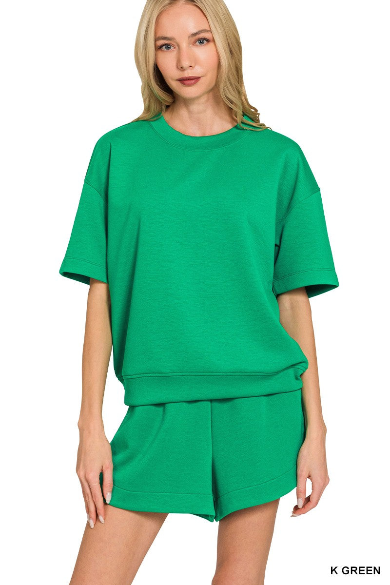 Scuba Round Neck Top & Dolphin Shorts Set