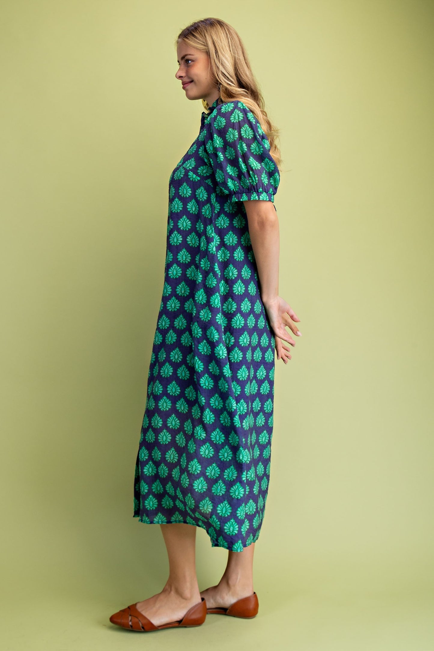 Printed Button Down Midi Dress Printed Button Down Midi Dress