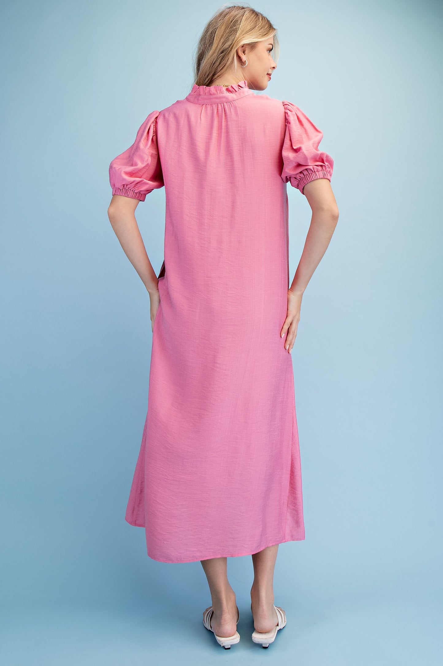 Button Down Midi Dress Rose