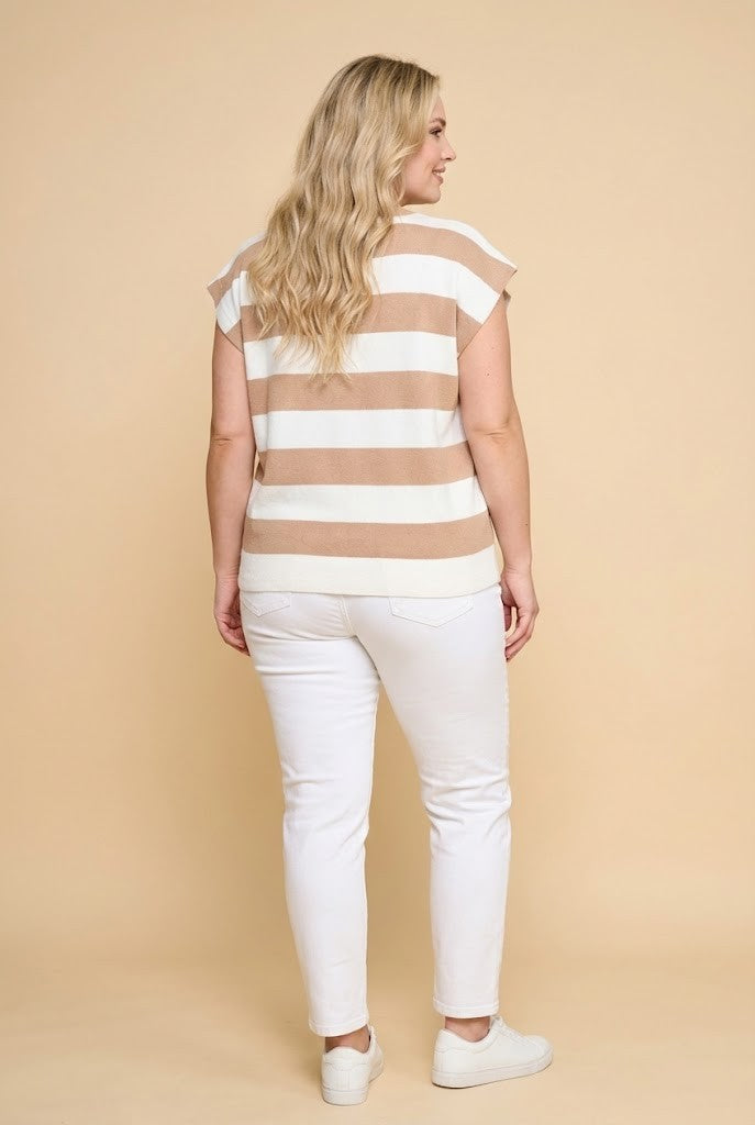 Plus Striped Soft Sweater Knit Boxy Tank