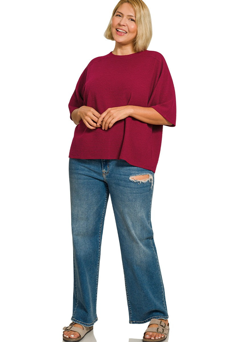 Plus Double Knit Short Sleeve Top