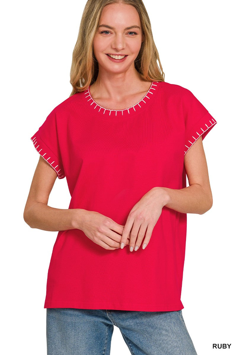 Stitch Detailed Oversize Top
