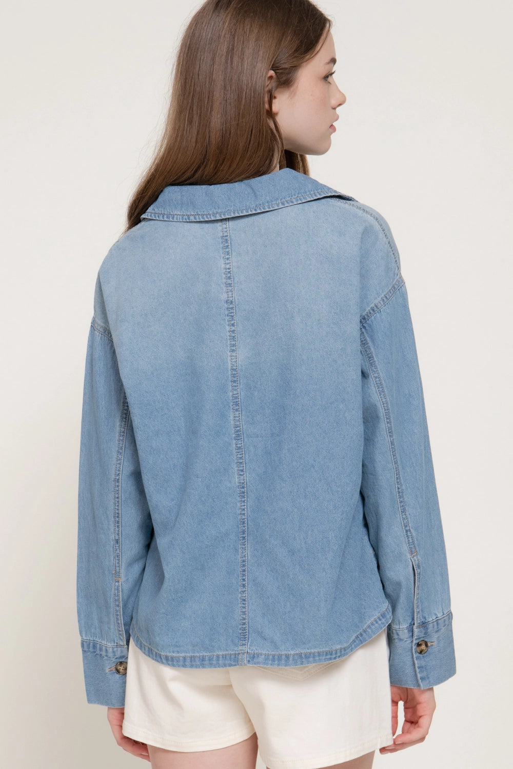 Long Sleeve Pullover Denim Shirt