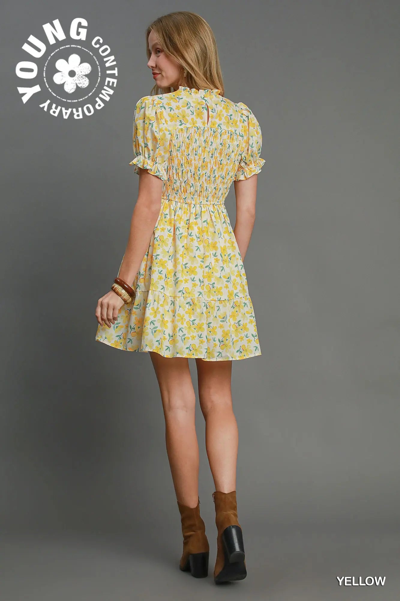 Floral Print Puff Sleeve Mini Dress