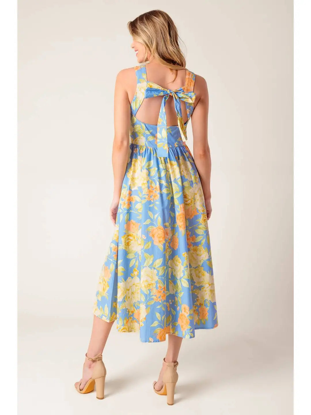 Printed Woven Midi Dress powder blue