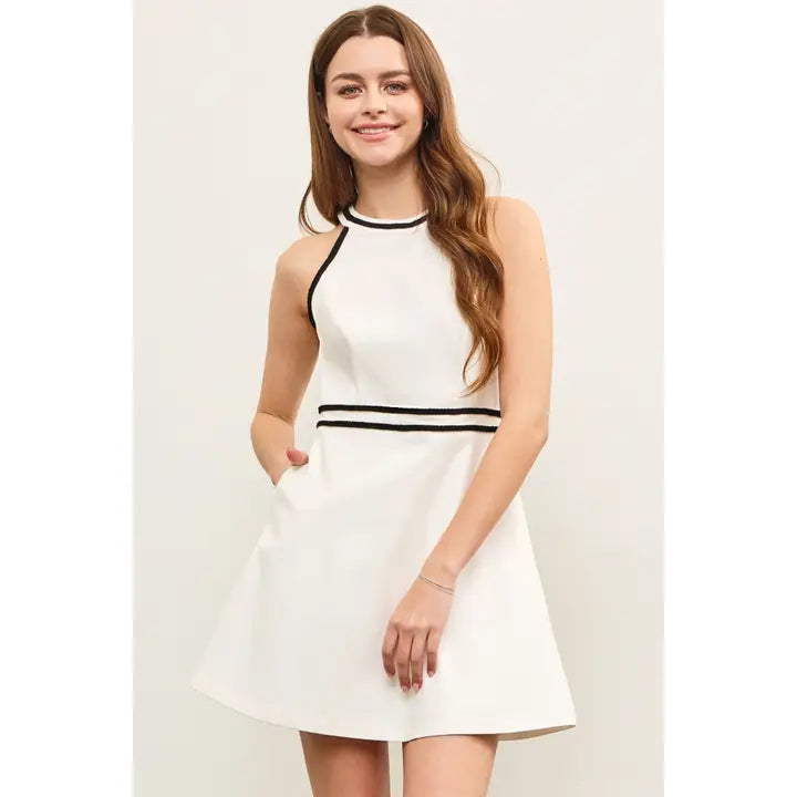 Contrast Corded high neck dress