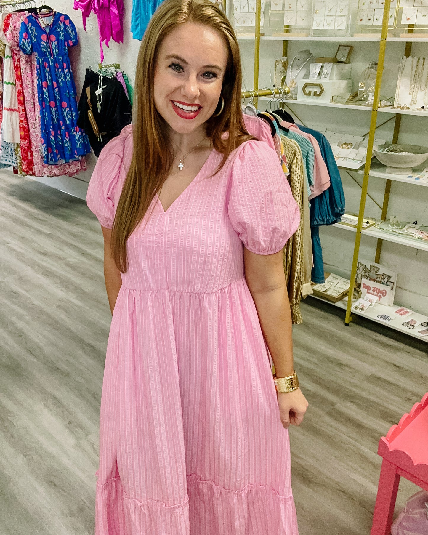 pink maxi dress