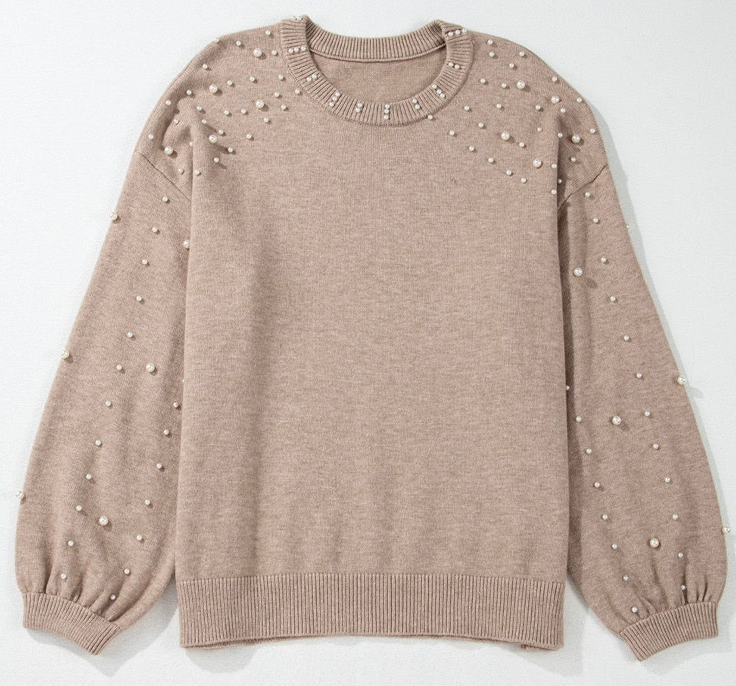 Pearled Drop Shoulder Plus Size Sweater