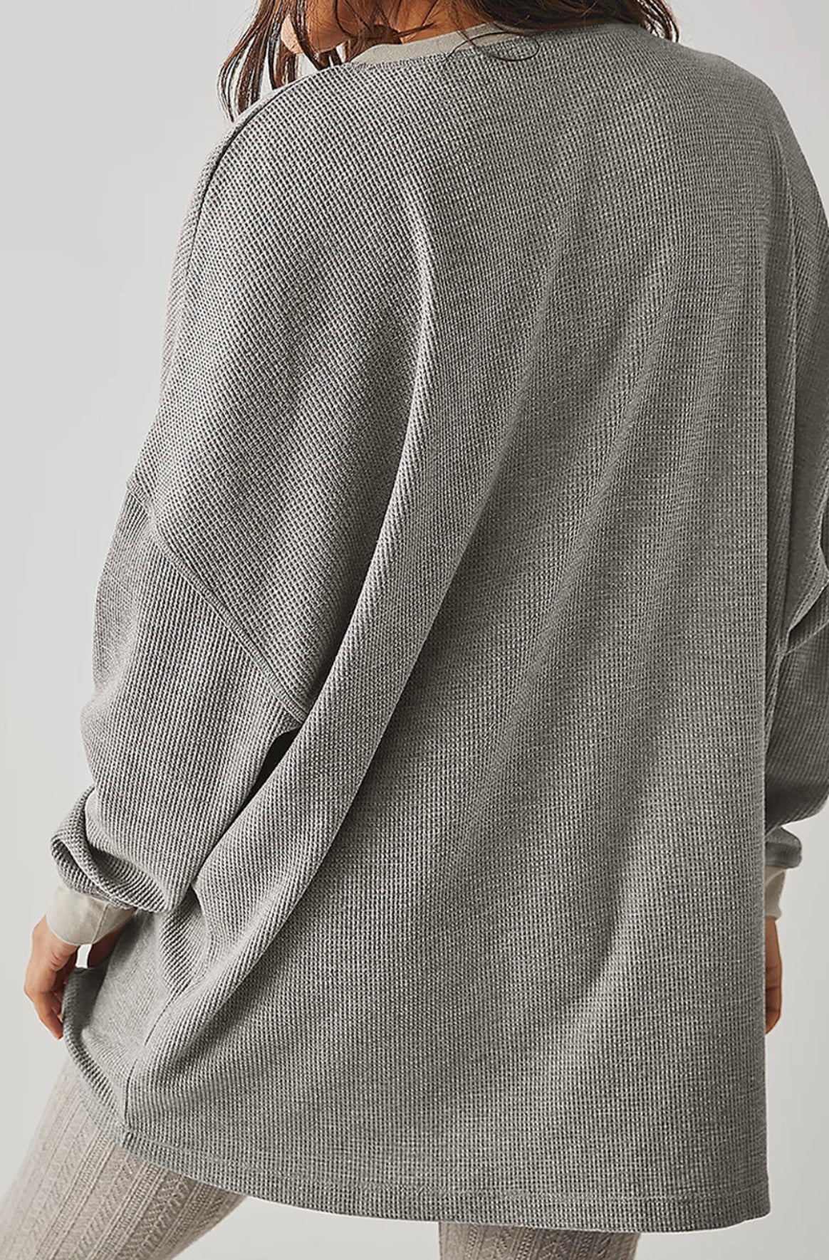Gray Thermal Pullover Loose Sweatshirt