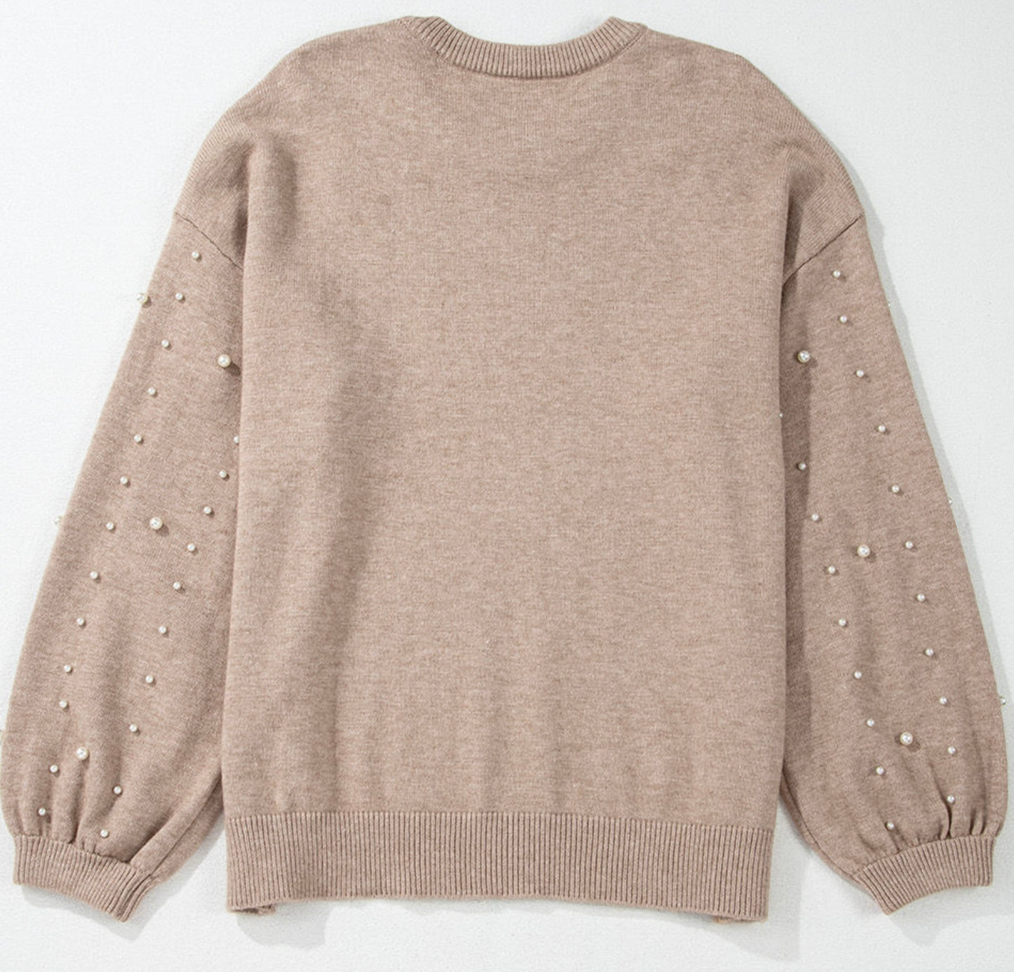 Pearled Drop Shoulder Plus Size Sweater