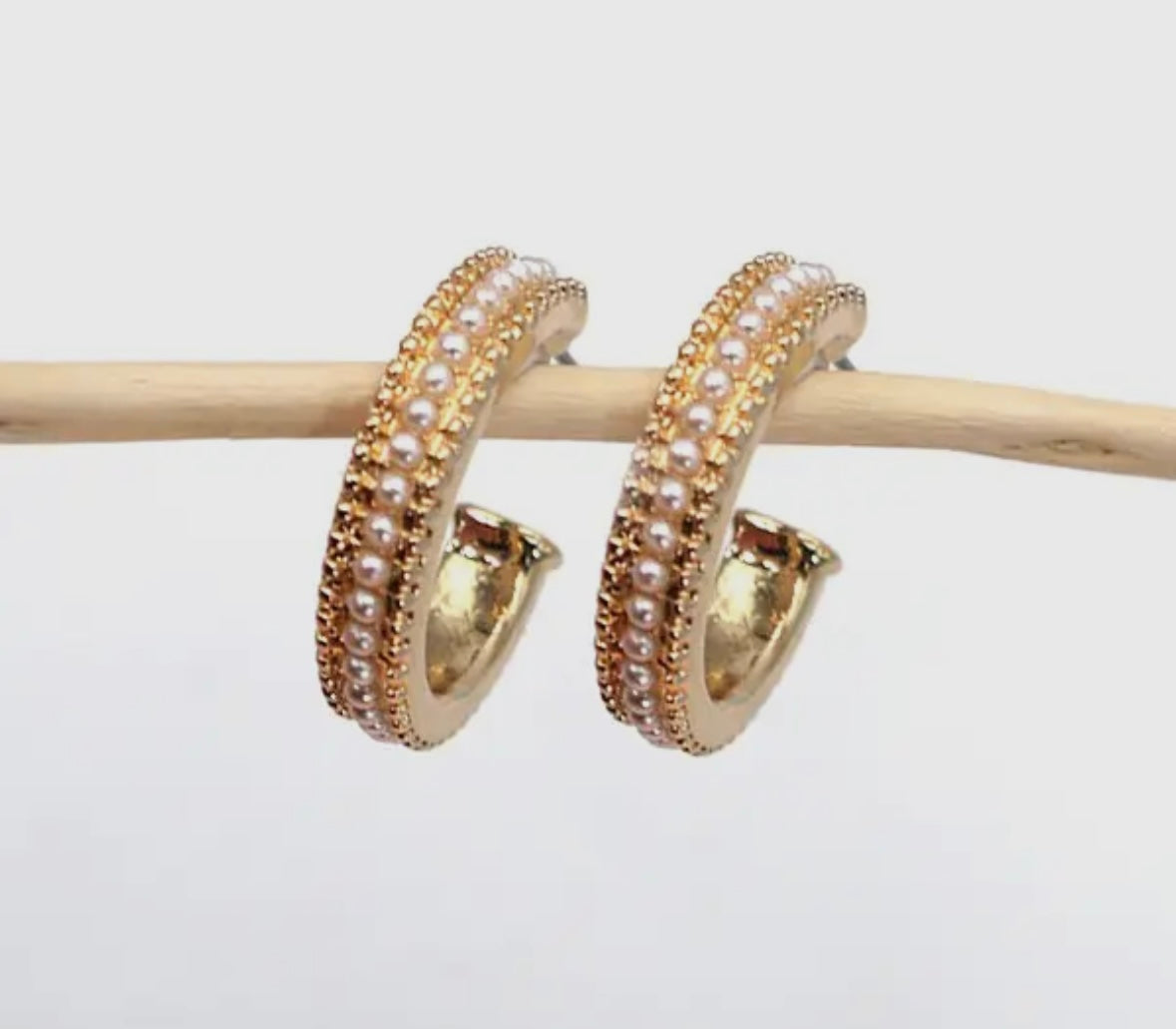 Pearl studded hoop earrings