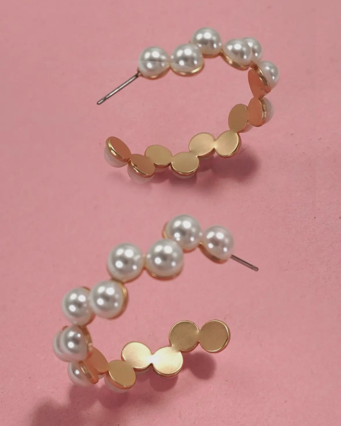 Pearl zig zag hoop earrings