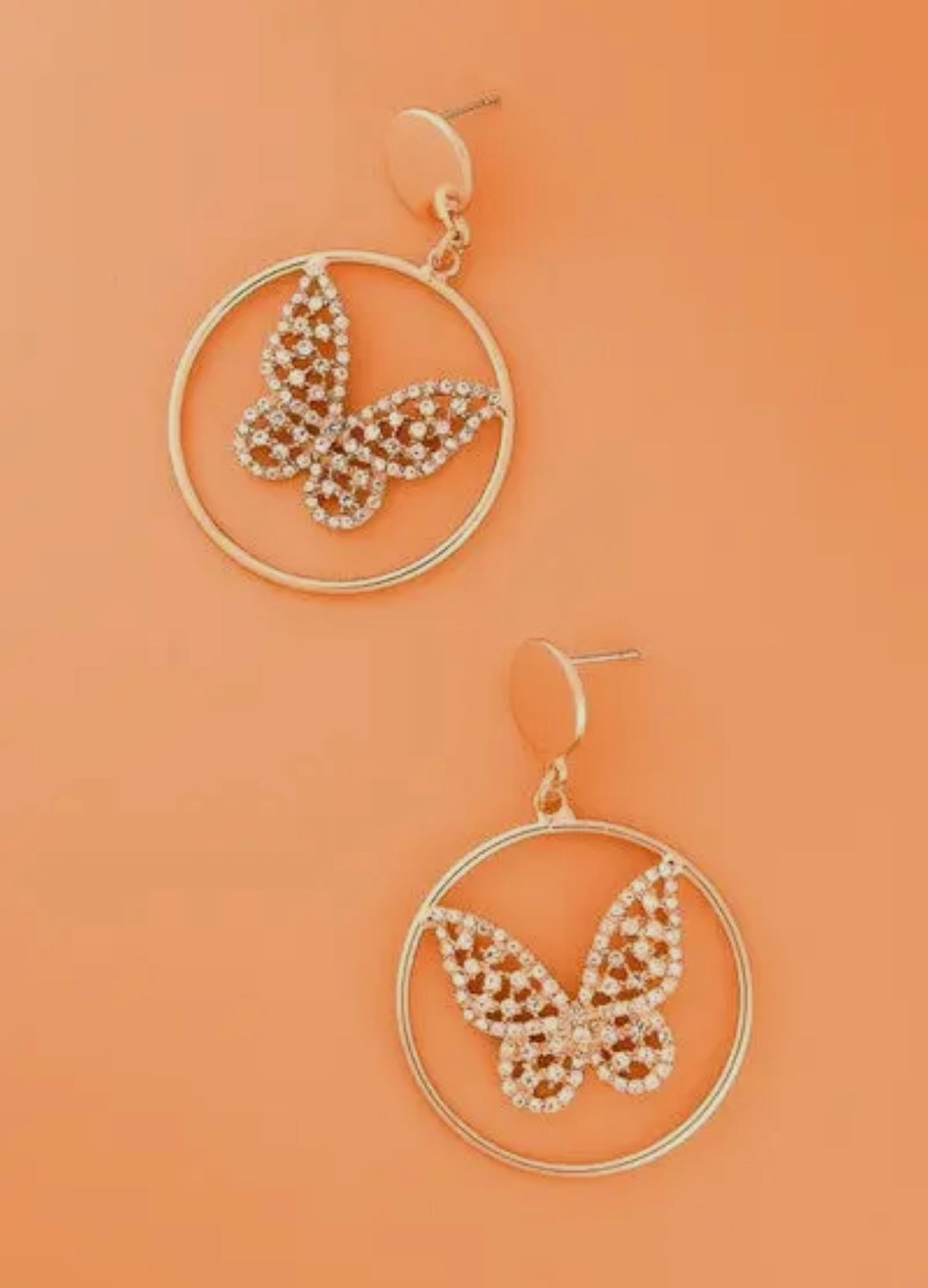 Rhinestone butterfly earrings