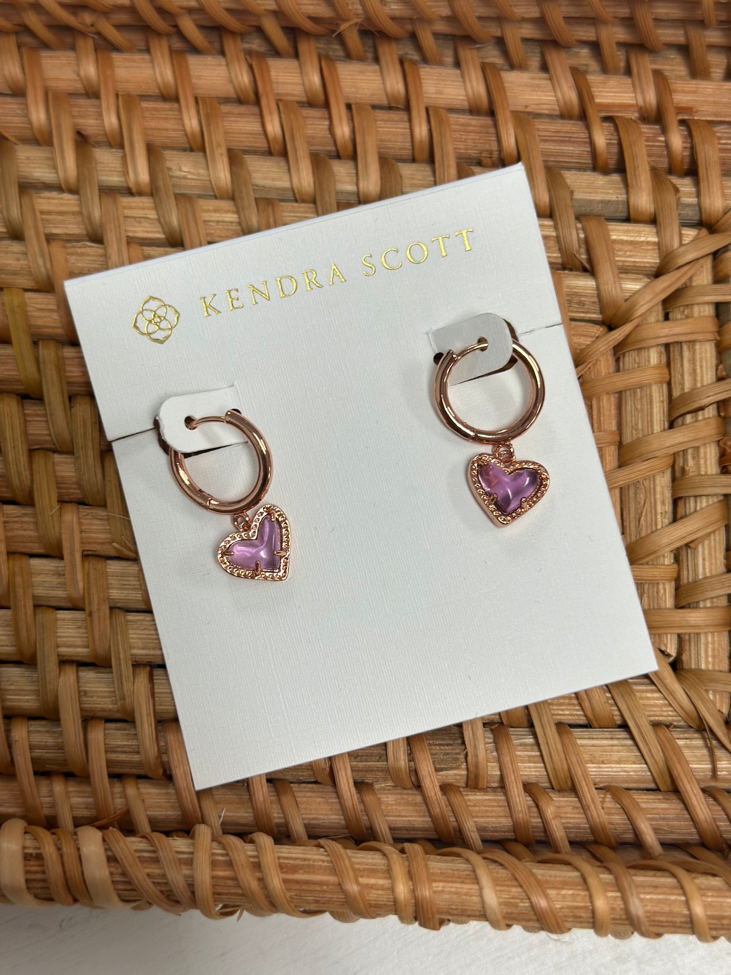 Kendra Scott purple rose gold earrings