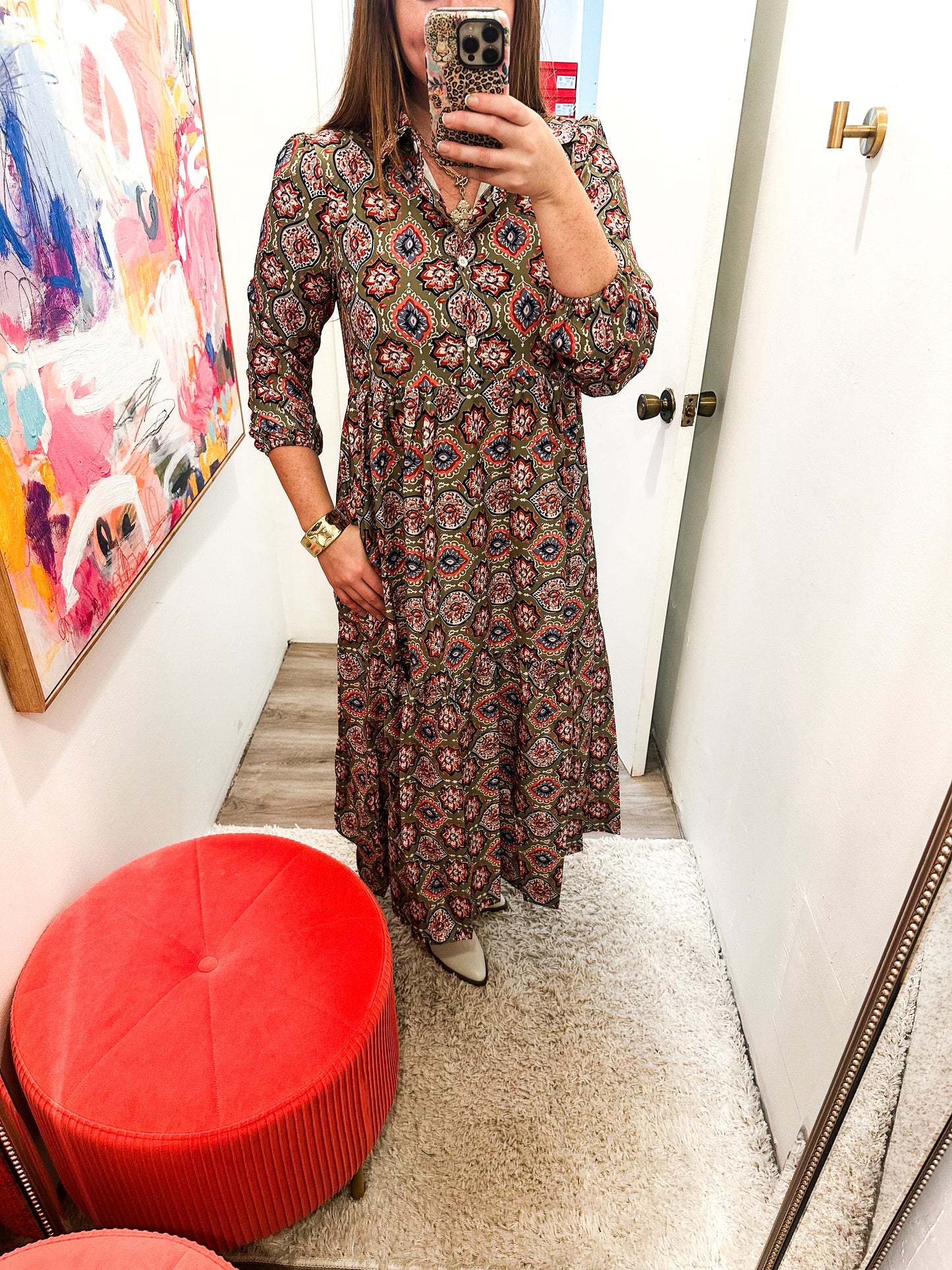 Green printed Maxi Dress