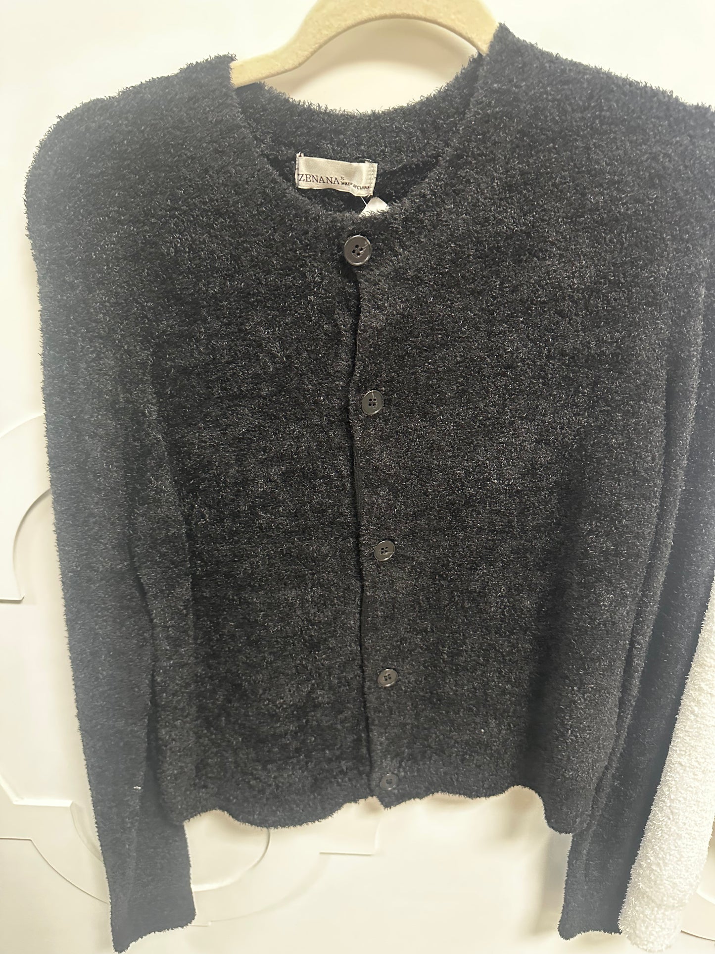 fuzzy cardigan