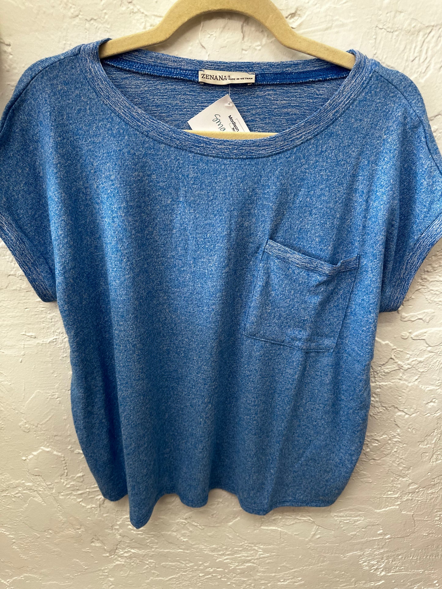Short Sleeve Blue Fuzzy Top