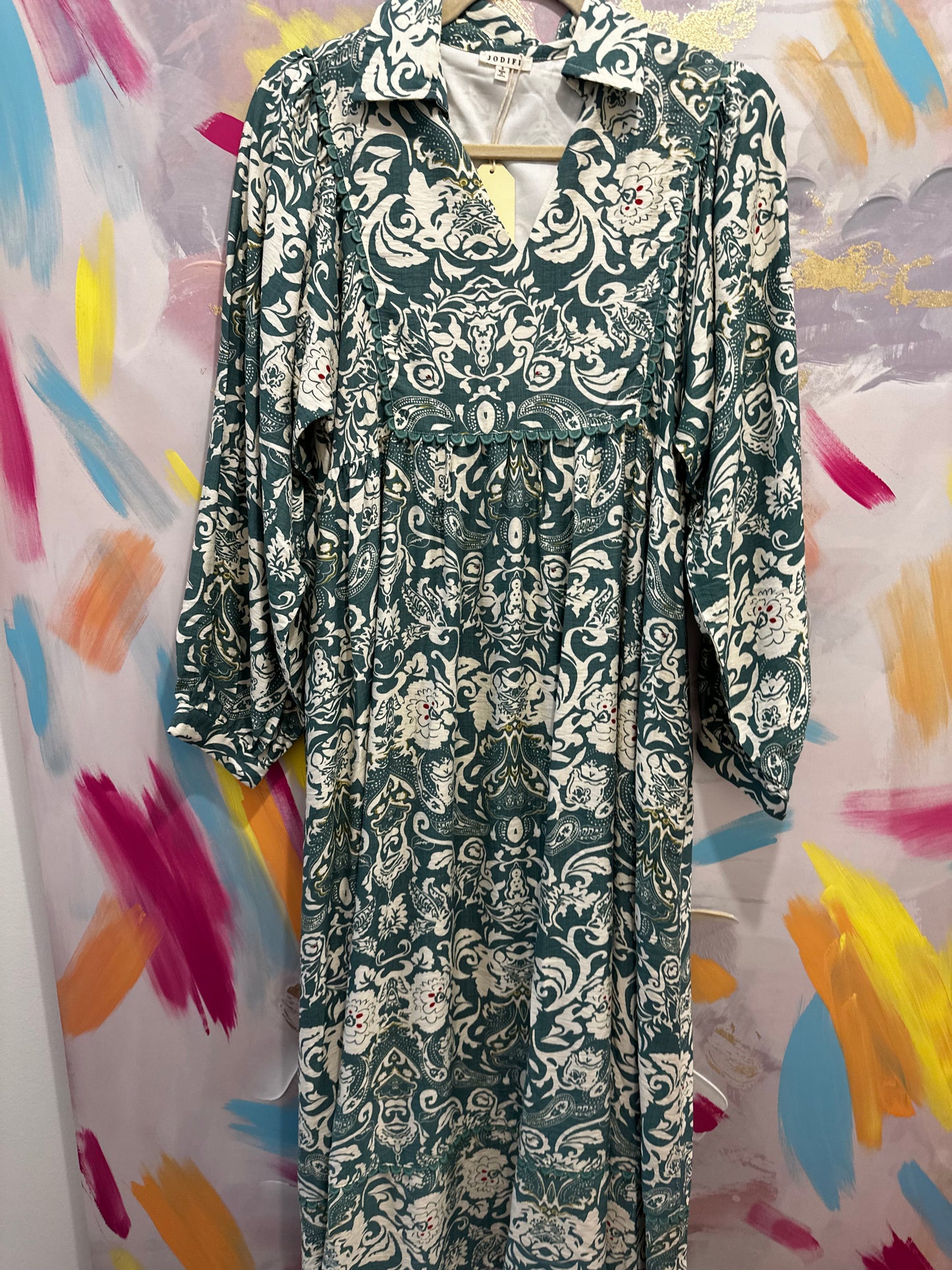 Green Floral Print Maxi Dress