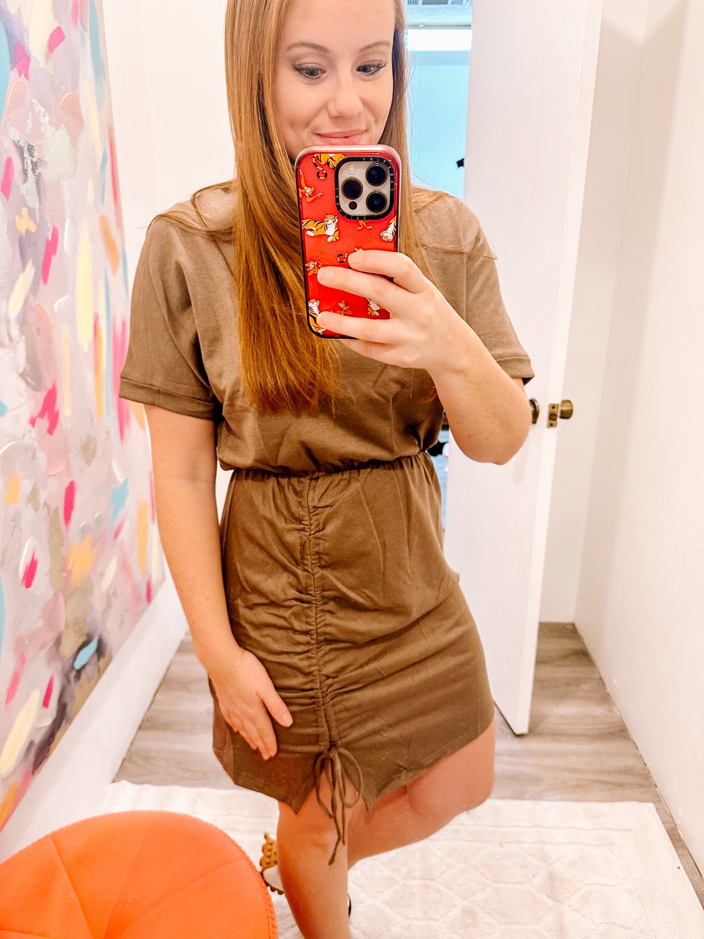 Drawstring Dolman Sleeve Dress