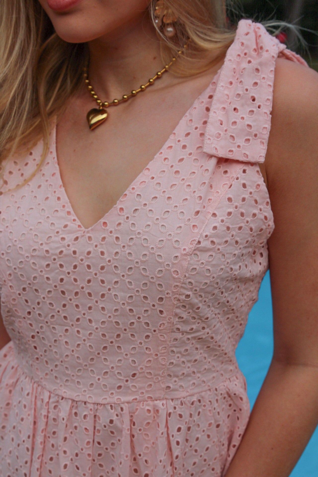 Delicacy Embroidered Eyelets Ruffled Hem Sleeveless Mini Dress