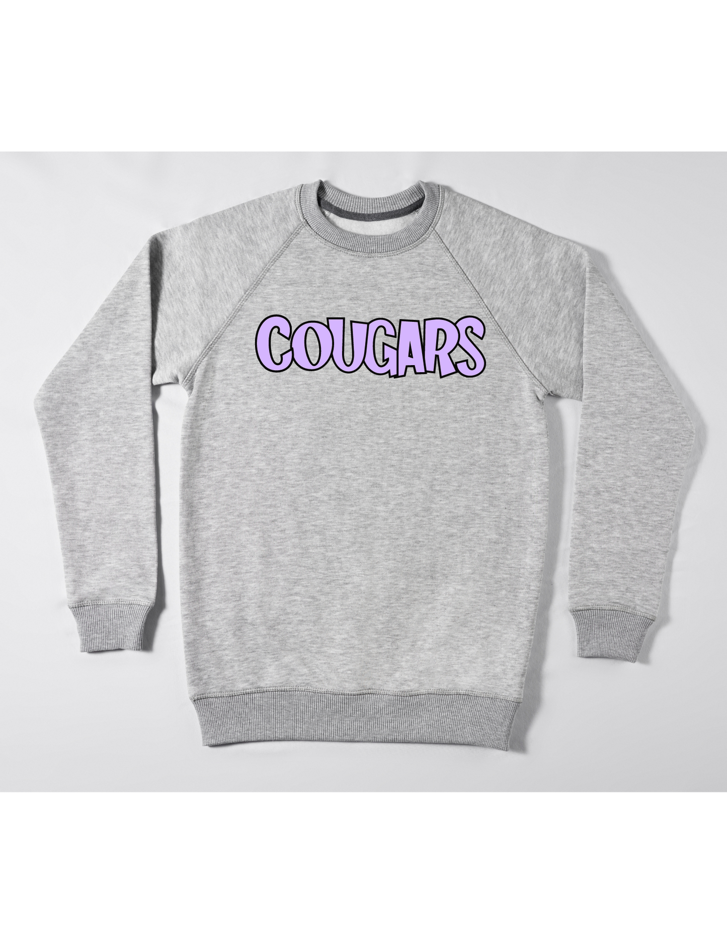 purple lettering cougars sweatshirt
