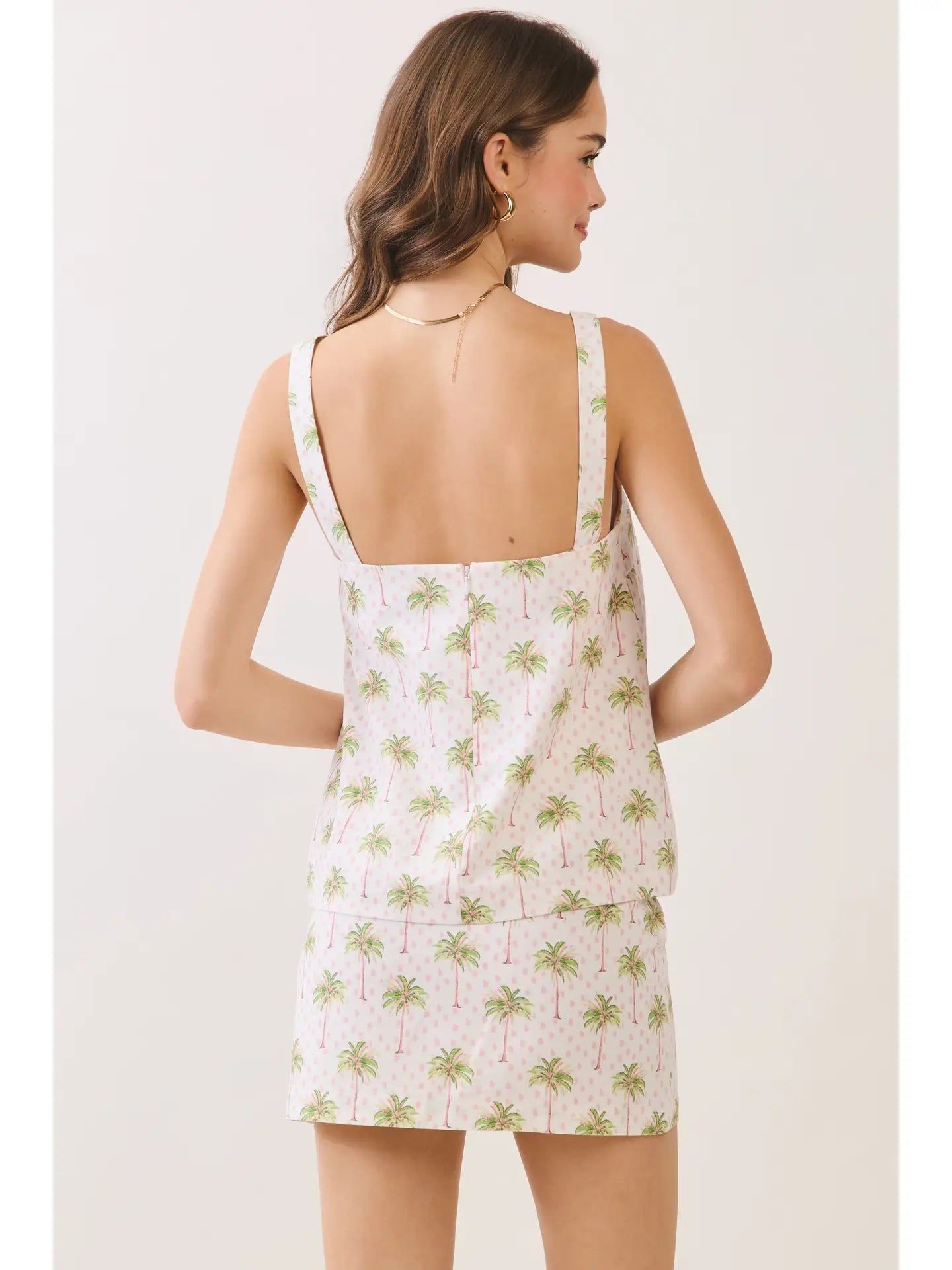 Palm Print Square Neck SET