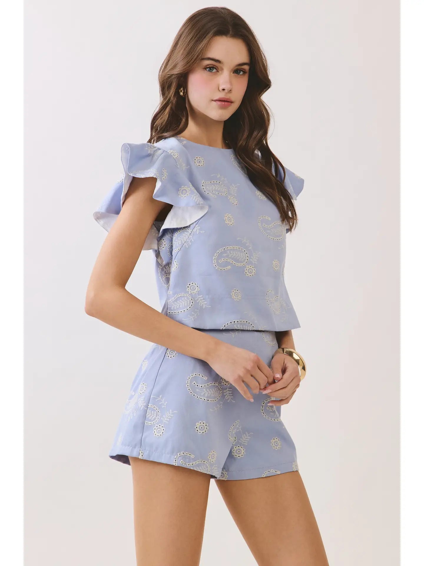 Eyelet Embroidered Flutter SET