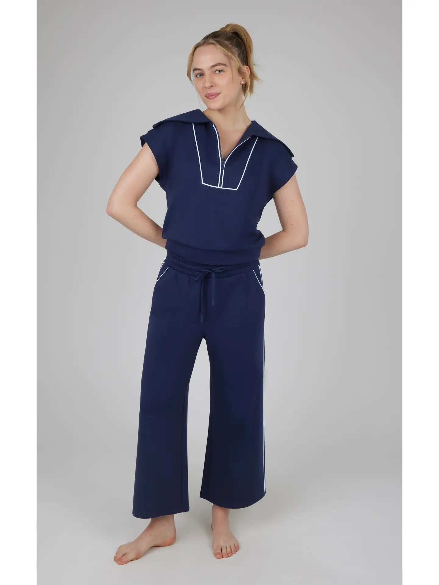 Women's Scuba Piping Half Zip and Pants Set