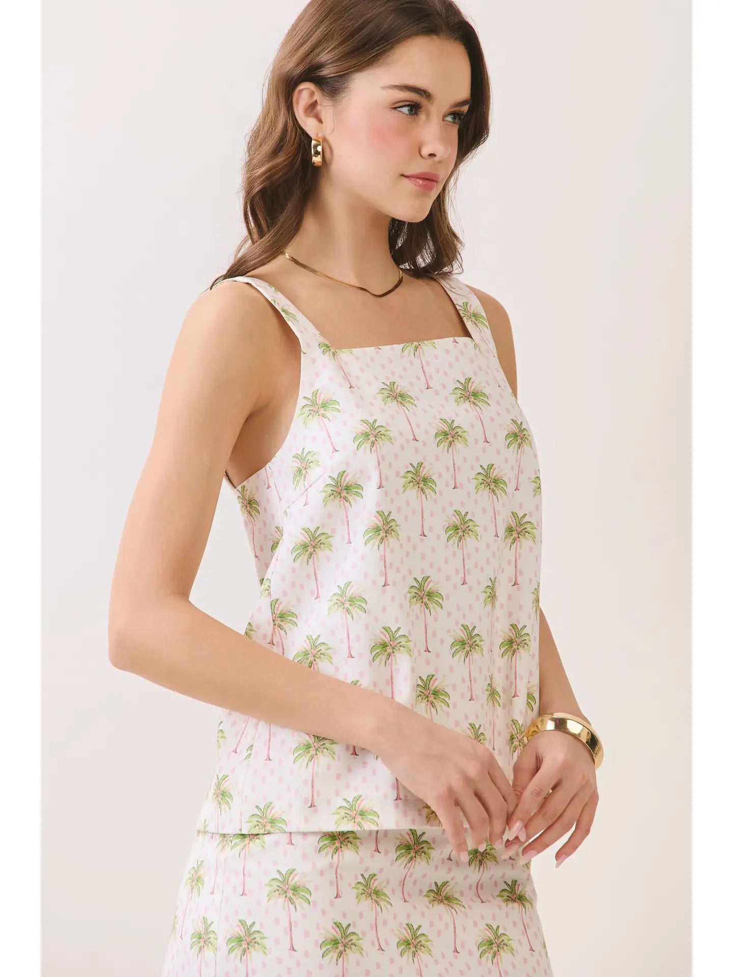 Palm Print Square Neck  SET