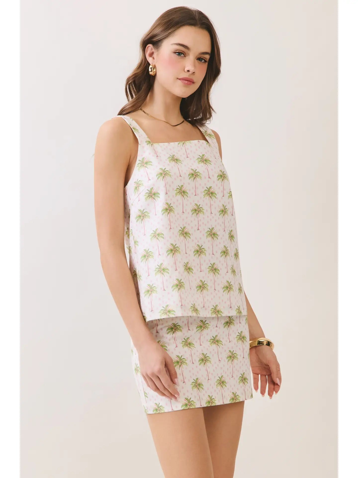 Palm Print Square Neck  SET