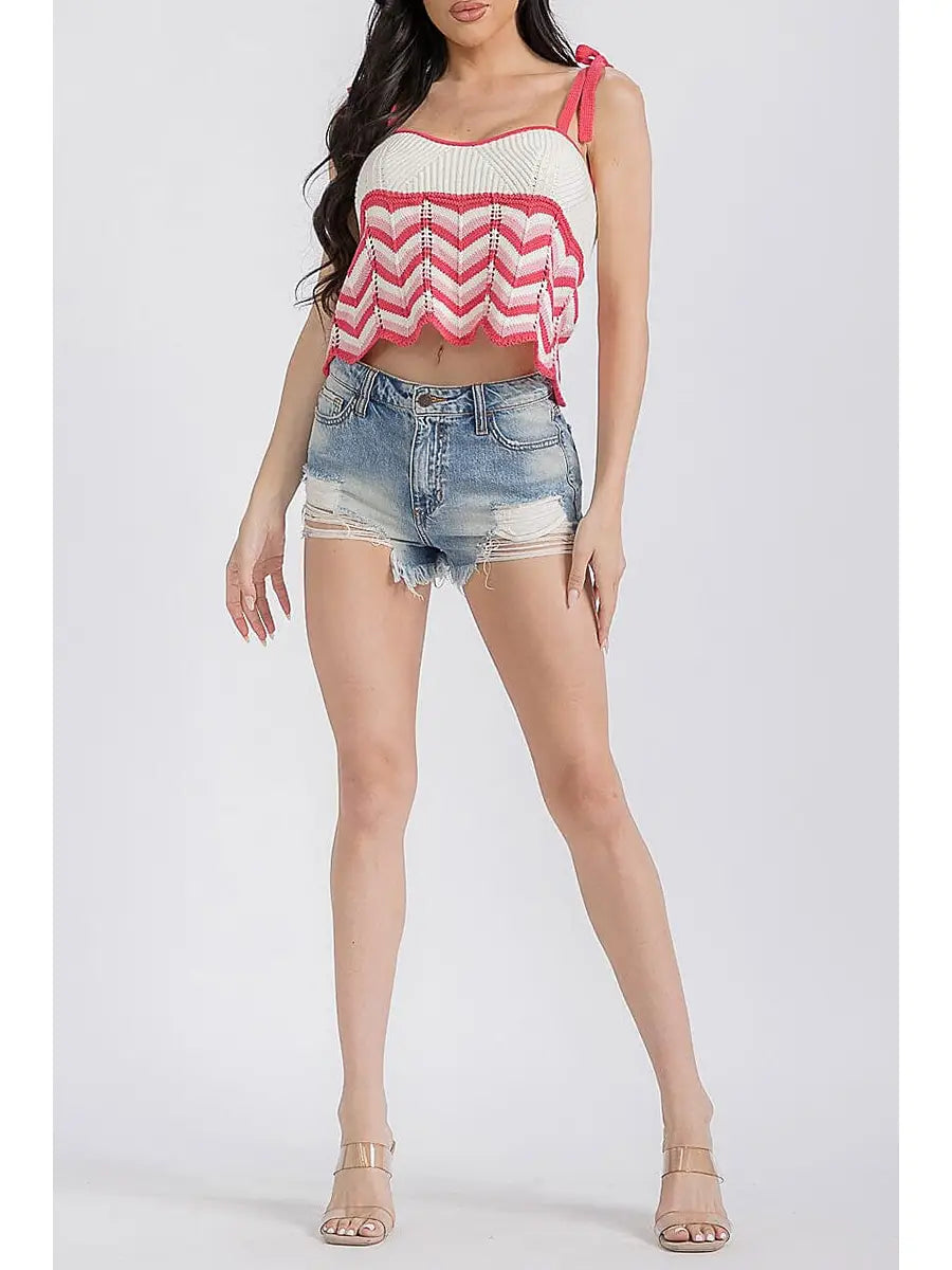 Sleeveless Colorblock Knit Tank Top