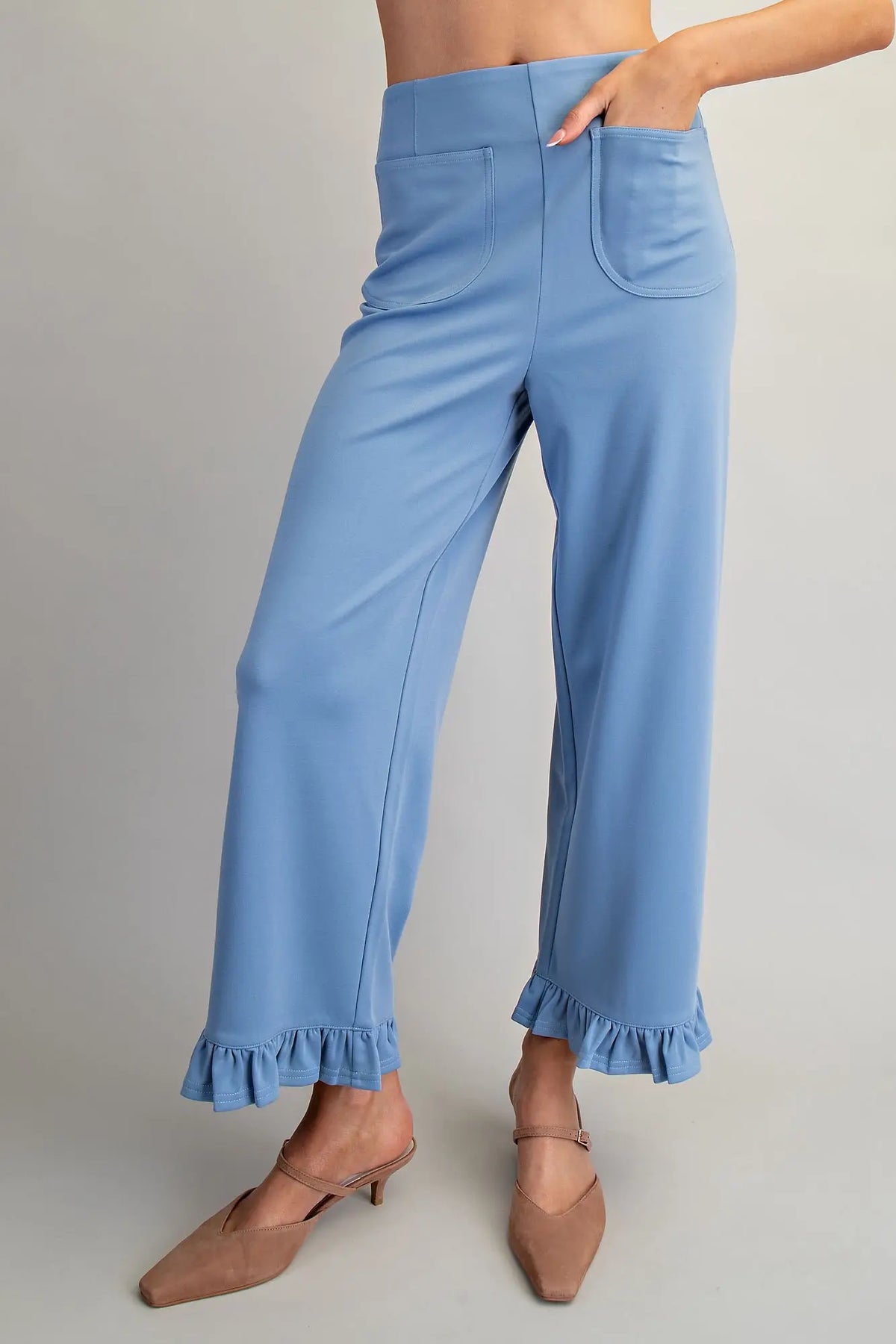 Straight Leg Ruffled Hem Pants