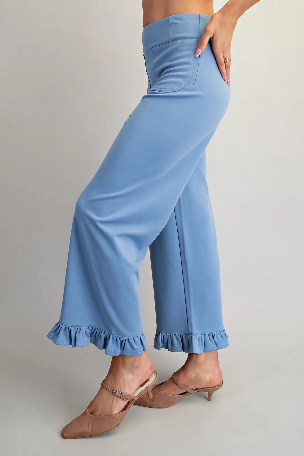 Straight Leg Ruffled Hem Pants