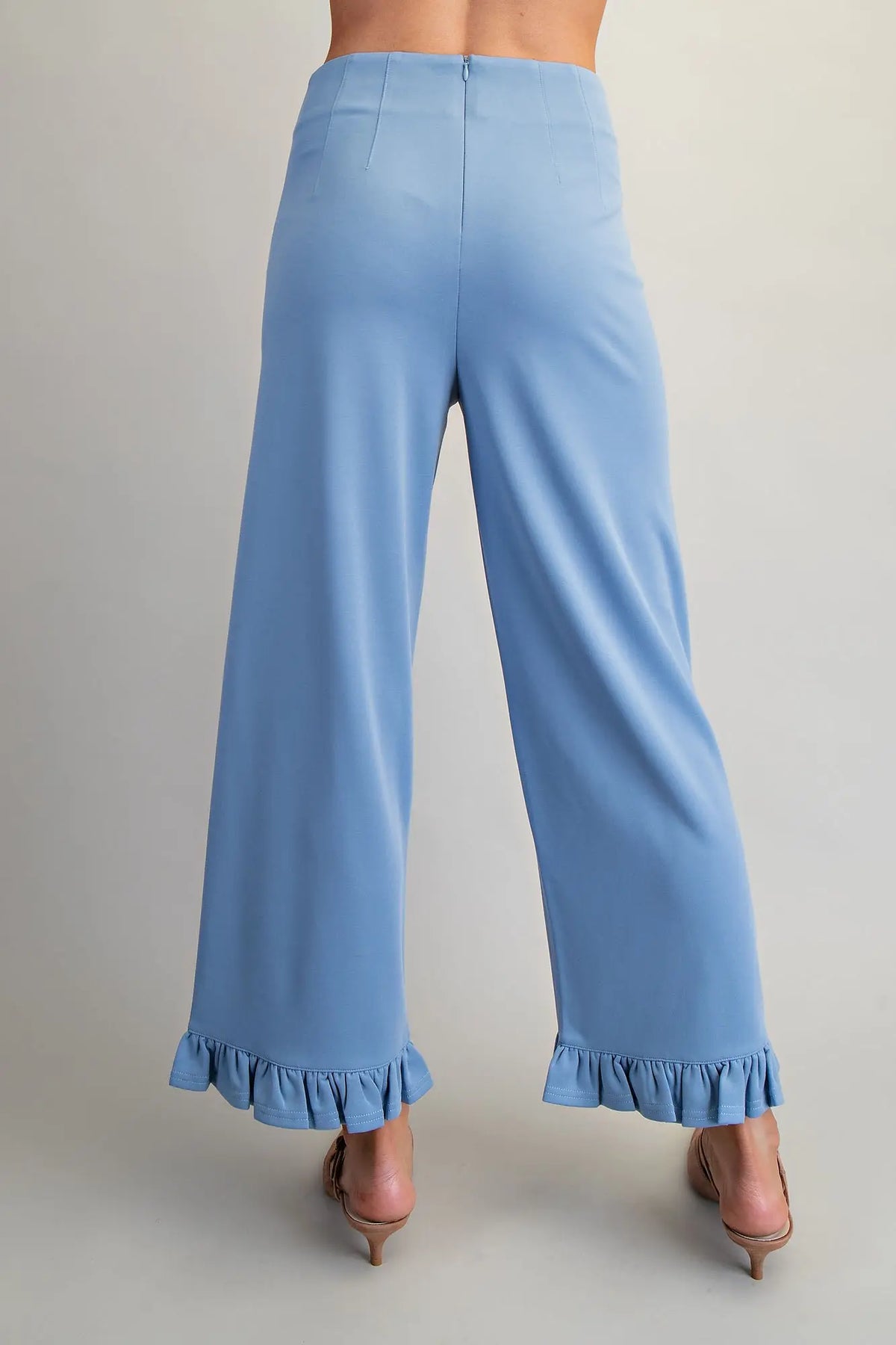 Straight Leg Ruffled Hem Pants