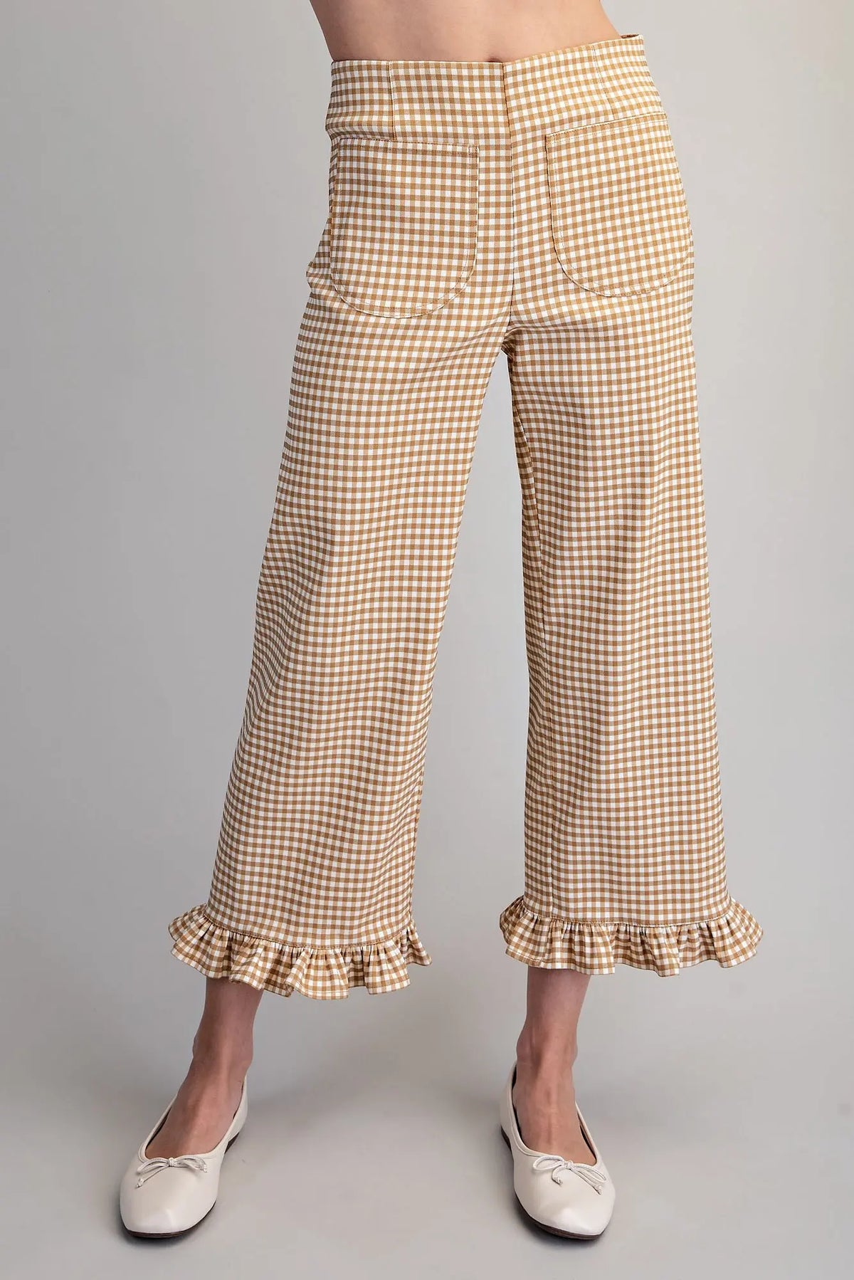 Gingham Ruffle Hem Pants