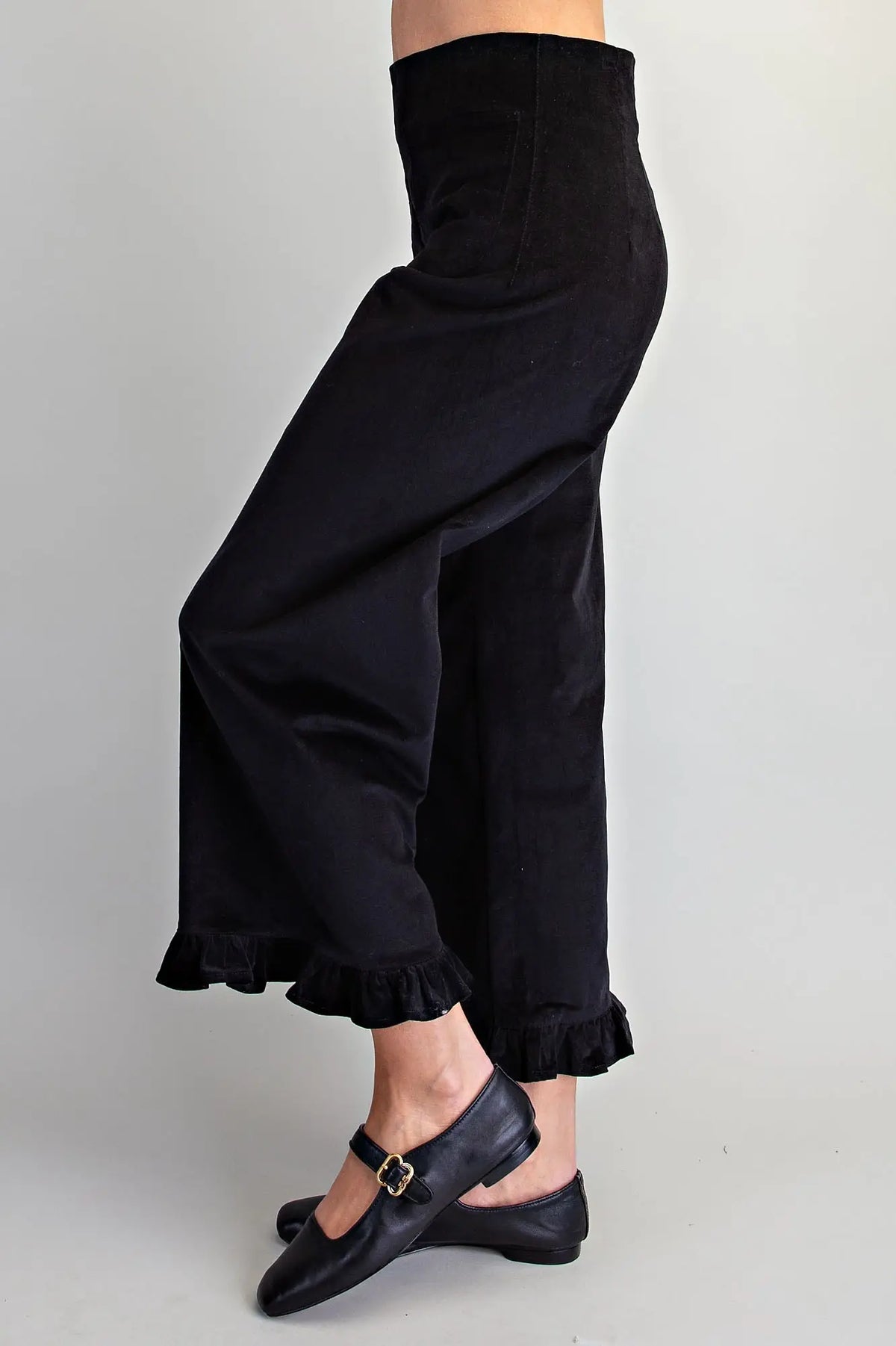 Ruffle Hem Velvet Pants