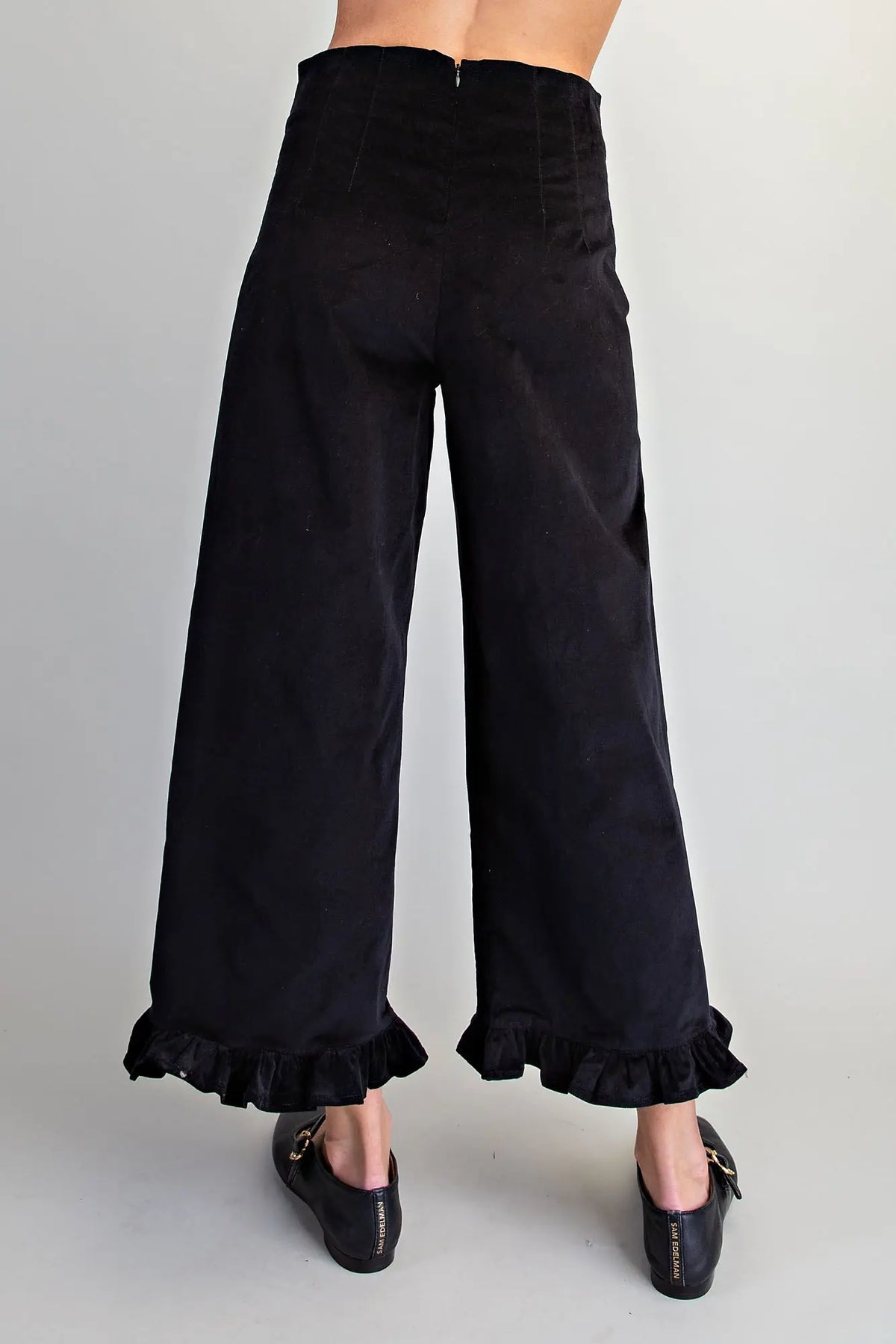 Ruffle Hem Velvet Pants