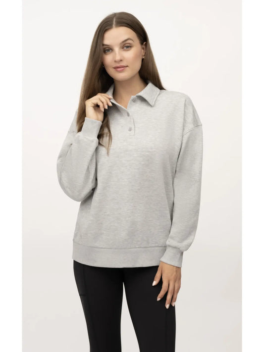 Yogalicious Cloud Plush Cozy Polo Sweatshirt