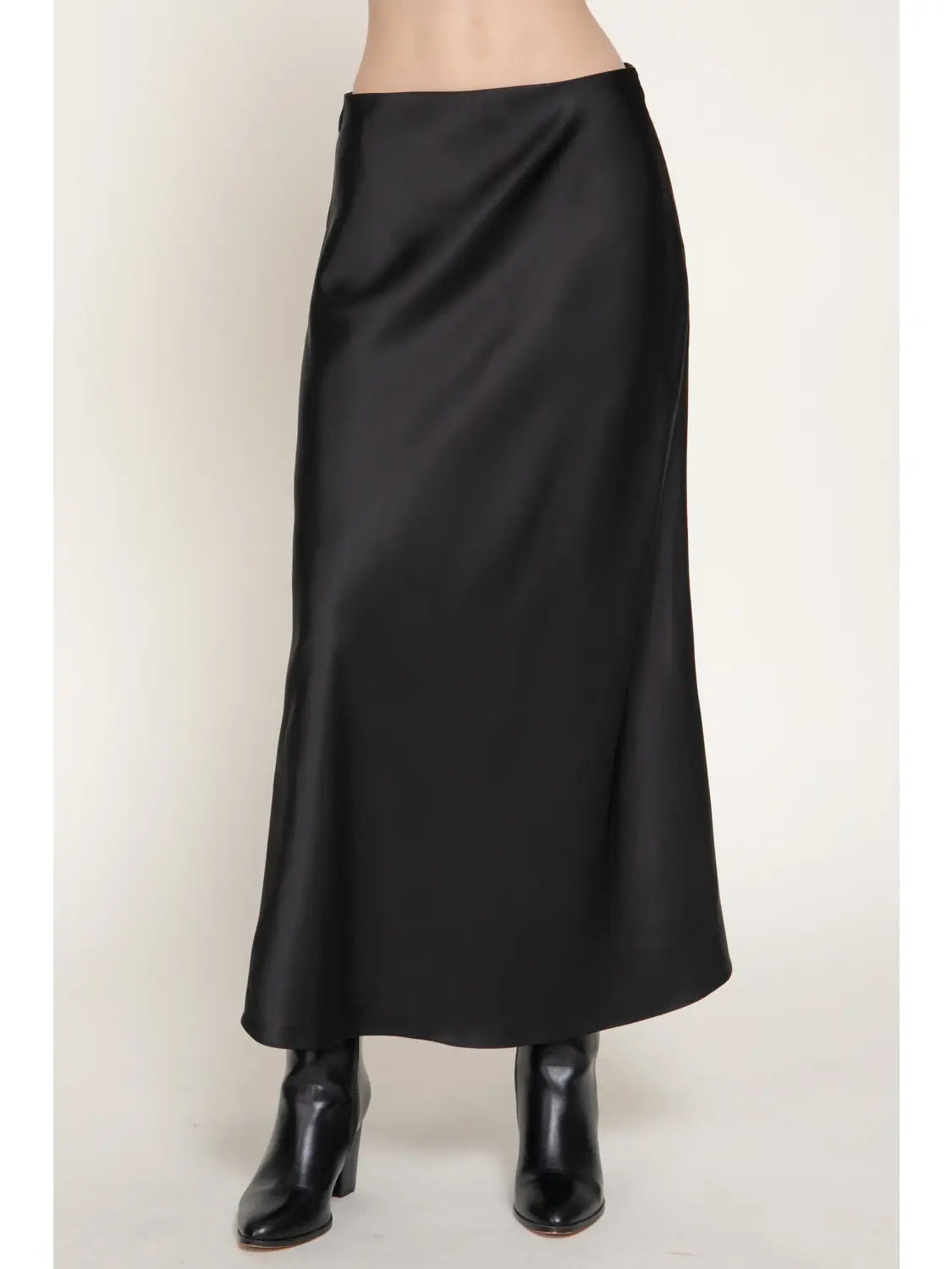 High Waist Satin Long Skirt junior fit