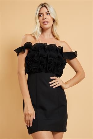 Pleated Ruffle Mini Dress