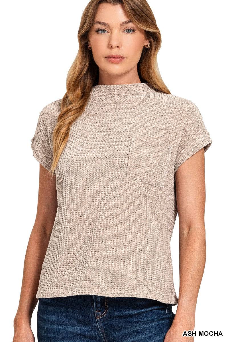 Chenille Waffle Short Sleeve Sweater