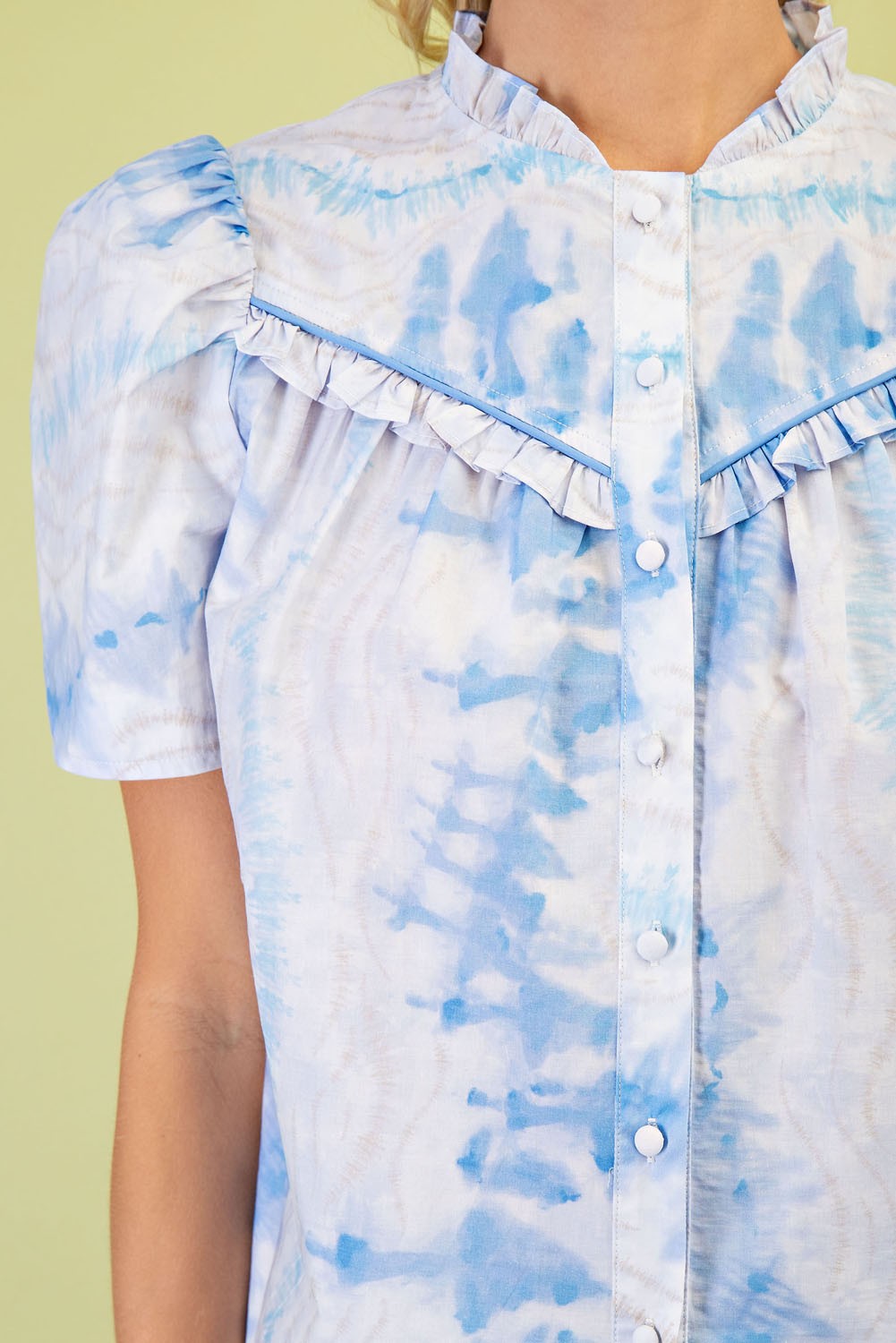 Short Puff Sleeve Top With Ruffle Details