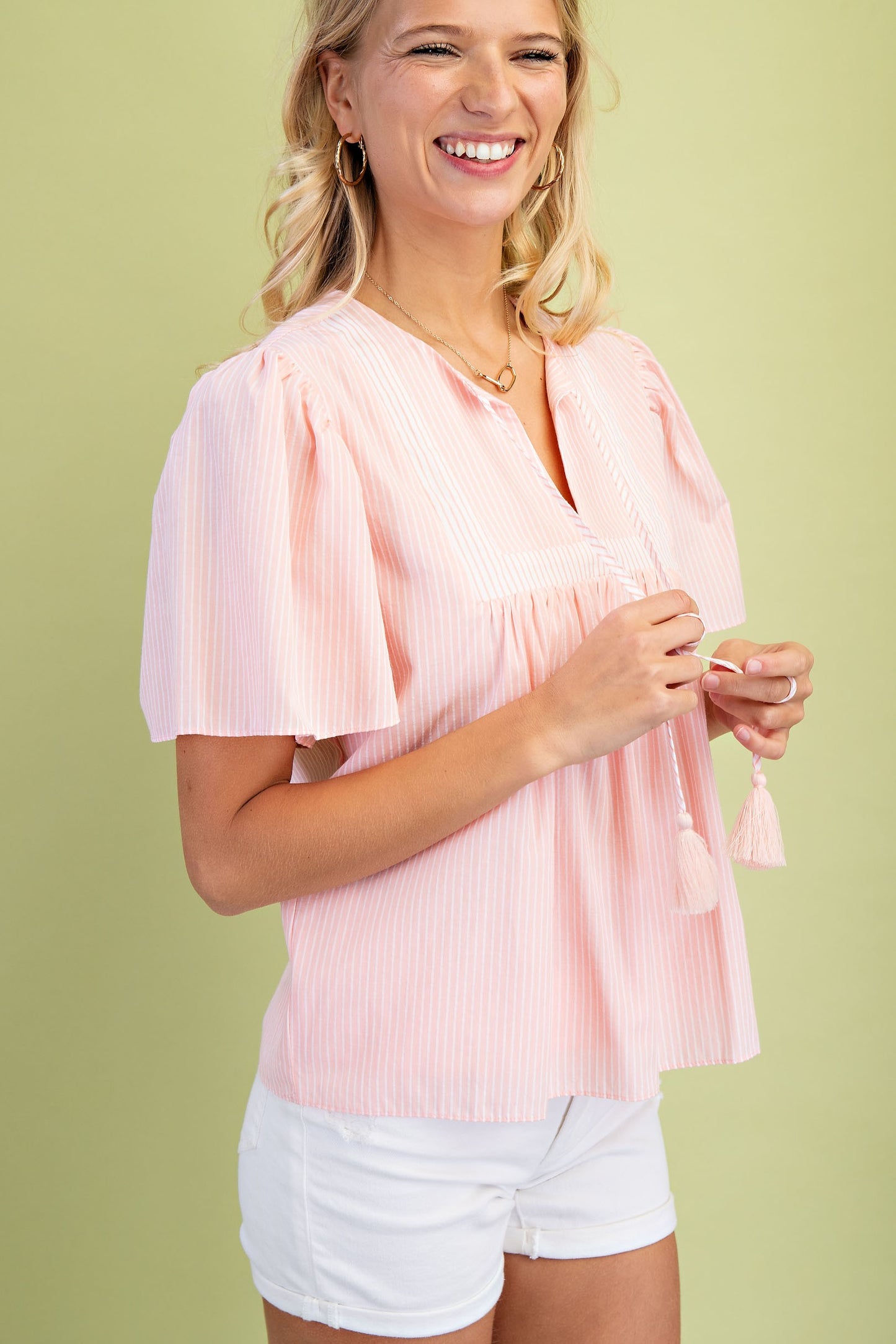 Mixed Stripe Short Sleeve Top