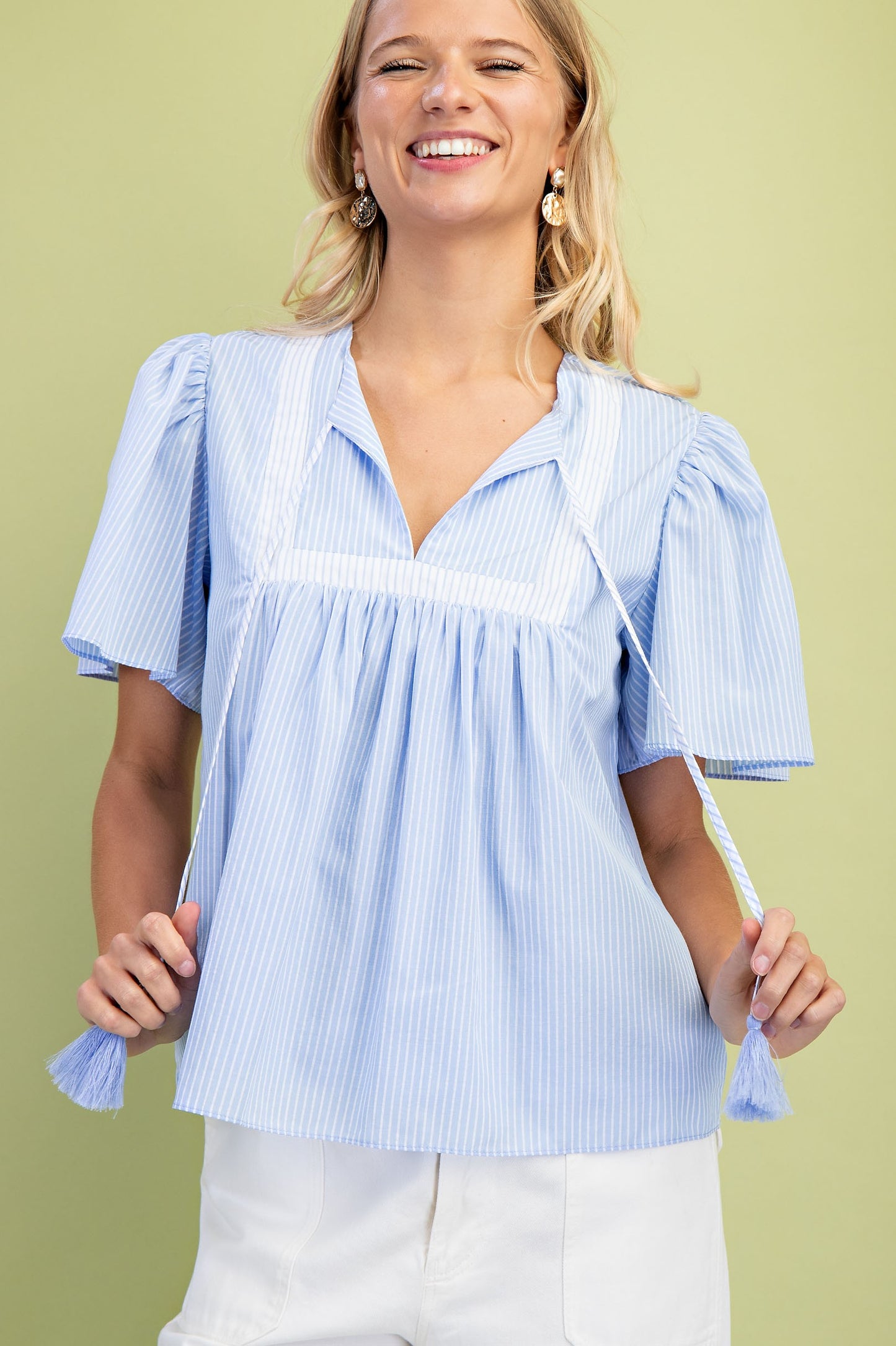 Mixed Stripe Short Sleeve Top
