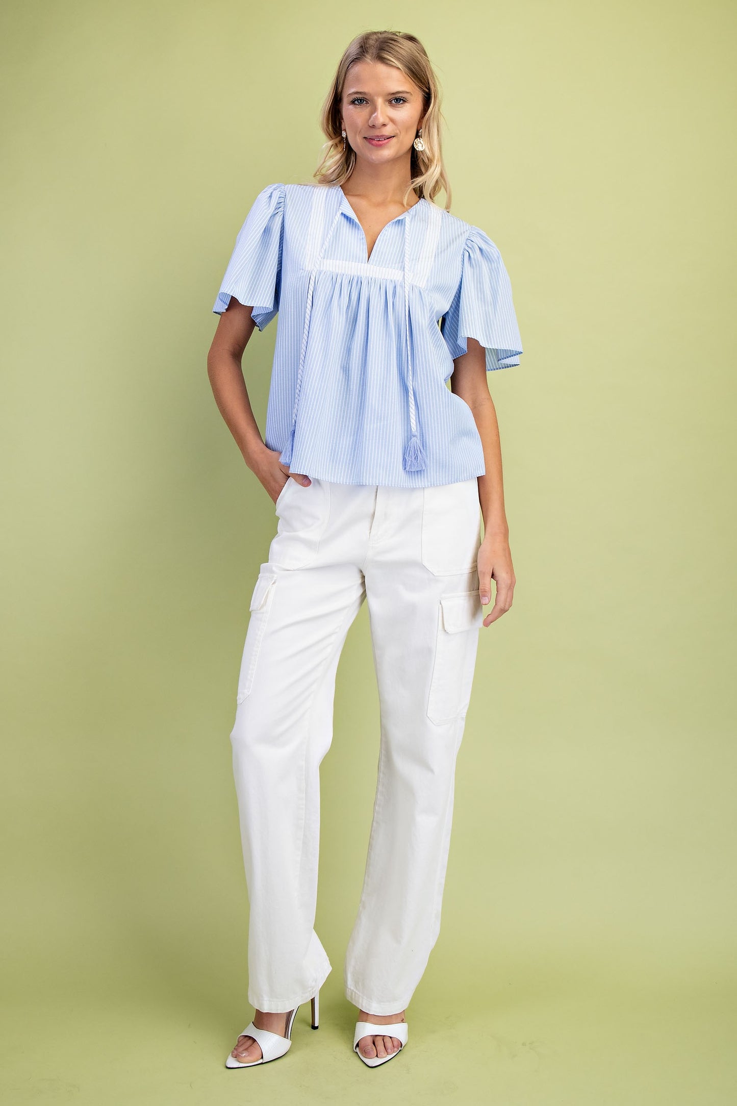 Mixed Stripe Short Sleeve Top