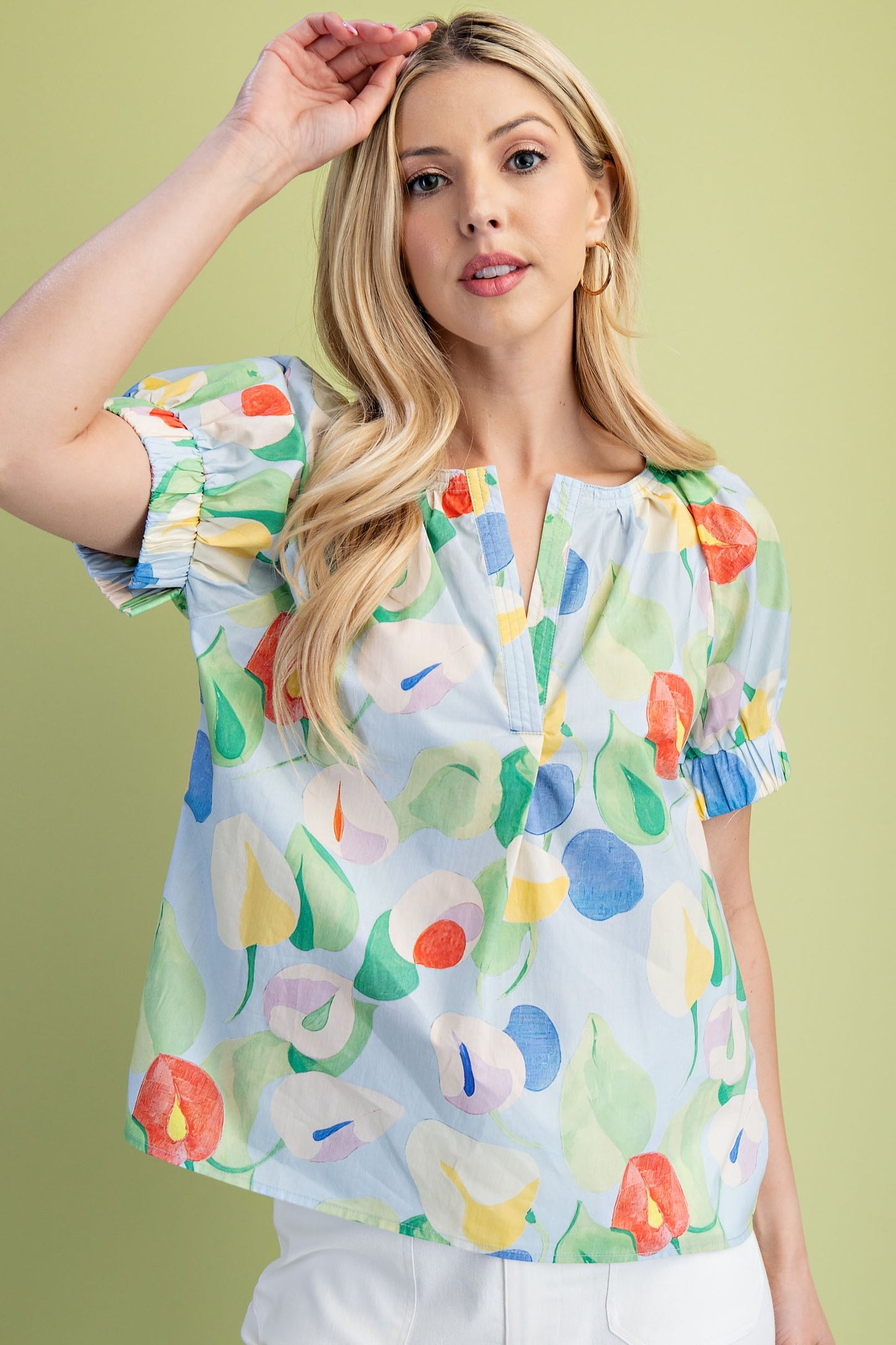 Floral Split Neck Top