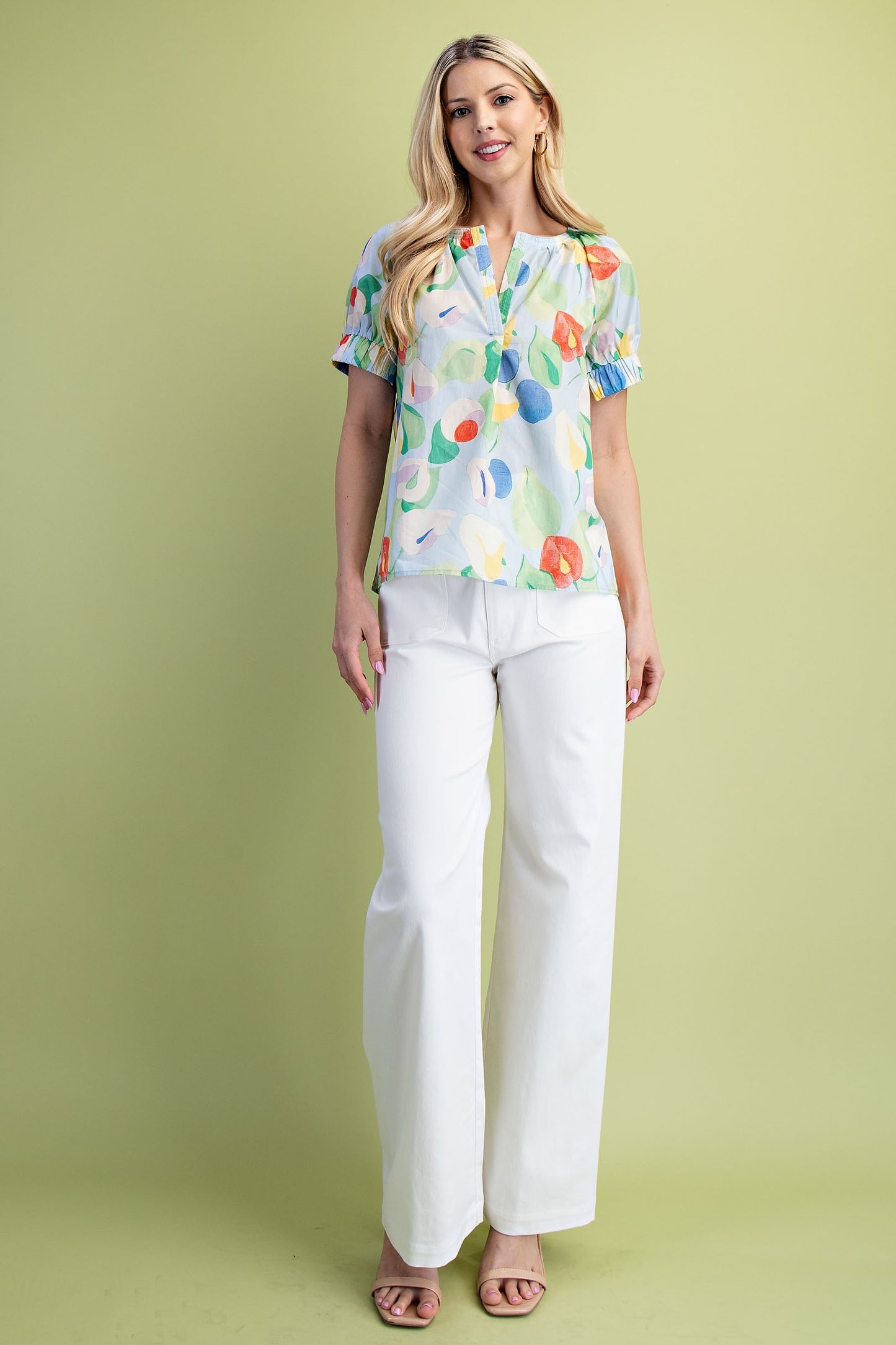 Floral Split Neck Top